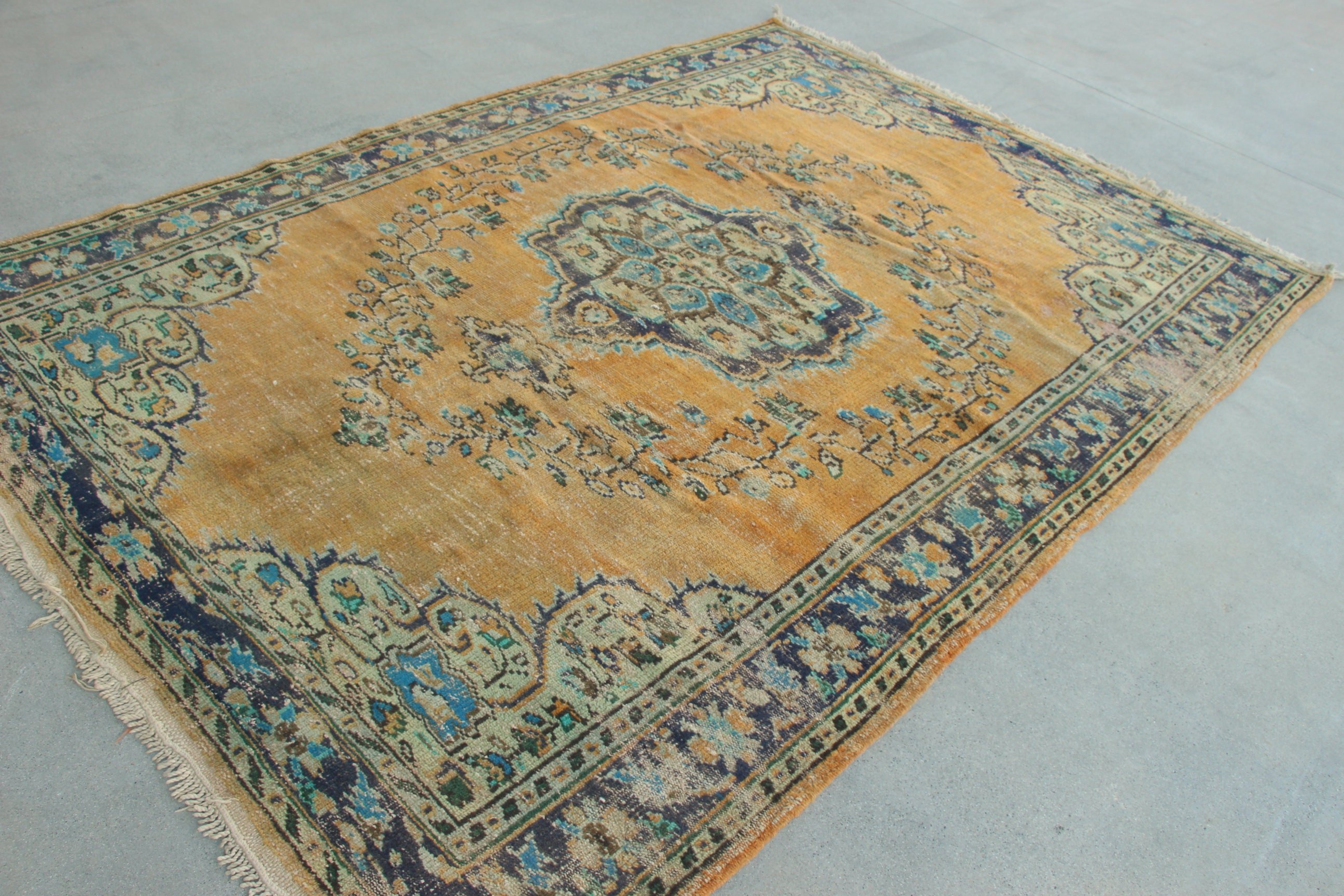 Statement Rugs, 6.5x9.4 ft Large Rug, Turkish Rugs, Bronze Oushak Rug, Home Decor Rugs, Vintage Rugs, Large Boho Rug, Bedroom Rug