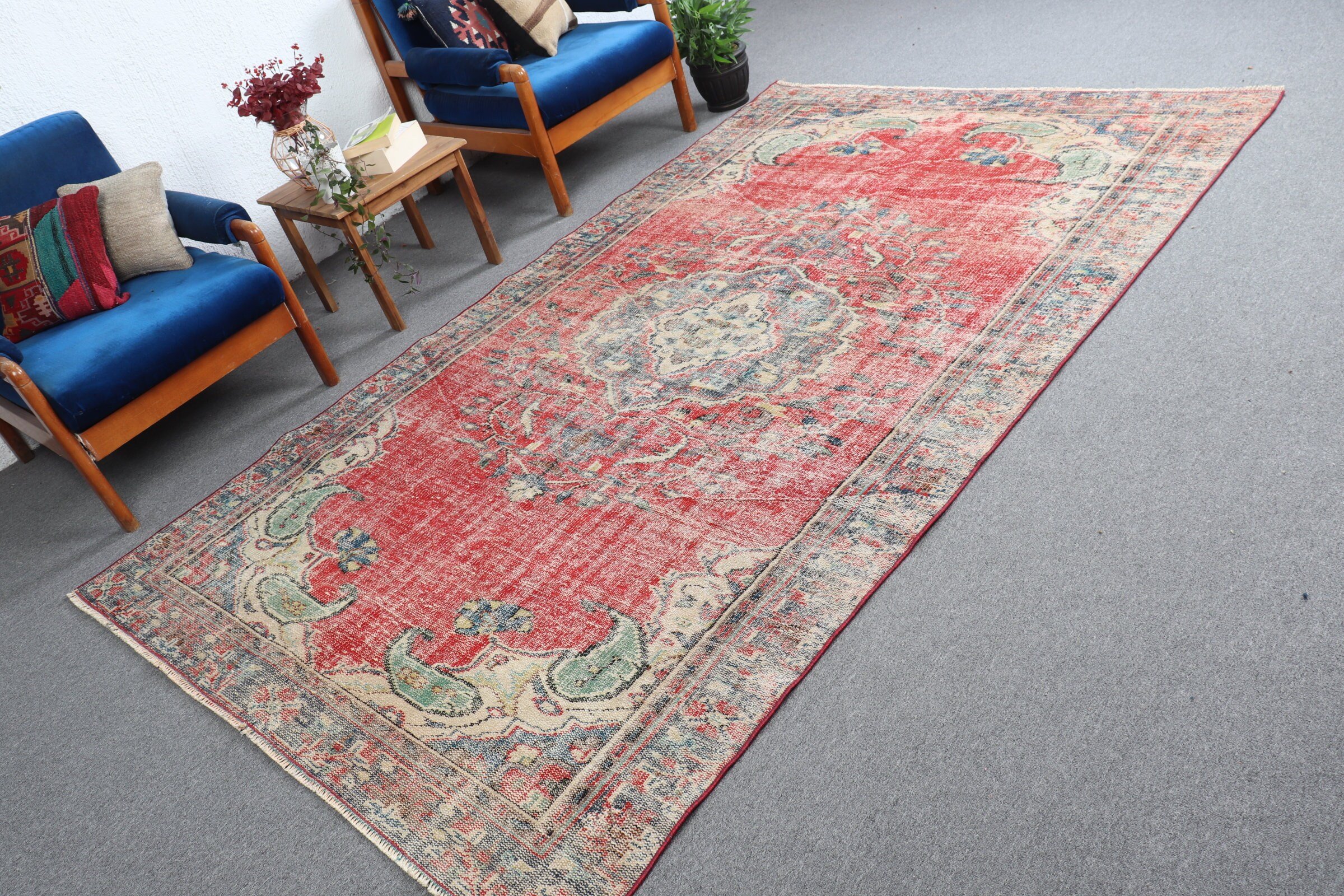 Living Room Rug, Turkish Rugs, Salon Rugs, Rugs for Bedroom, 5.5x9.3 ft Large Rugs, Cool Rugs, Vintage Rug, Moroccan Rug, Red Cool Rug