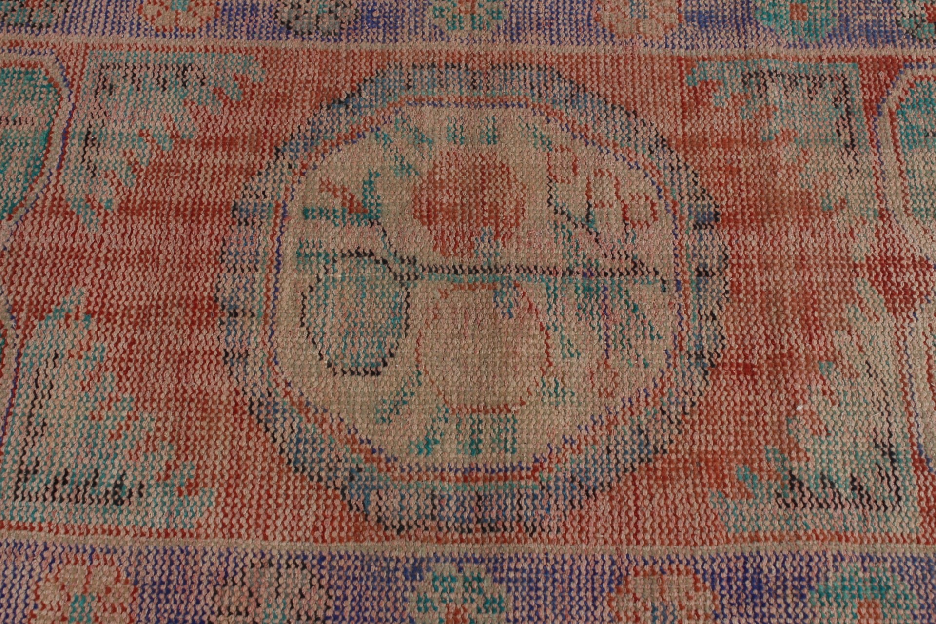 Oushak Halı, 2.5x4.2 ft Küçük Halı, Vintage Halılar, Türk Halısı, Turuncu Yün Halı, Oryantal Halı, Duvara Asılı Halı, Banyo Halısı, Araba Paspası Halıları