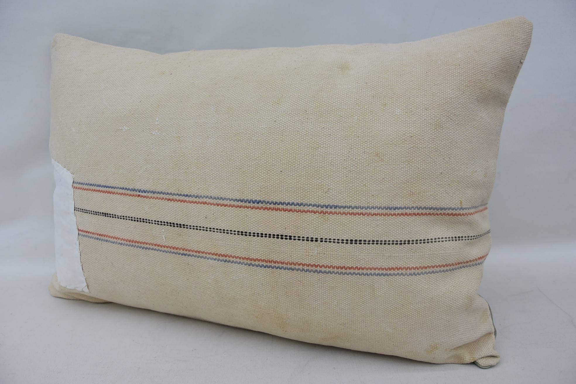 Throw Kilim Pillow, 16"x24" Beige Cushion, Handmade Kilim Cushion, Bright Cushion, Pattern Throw Pillow, Pillow for Sofa