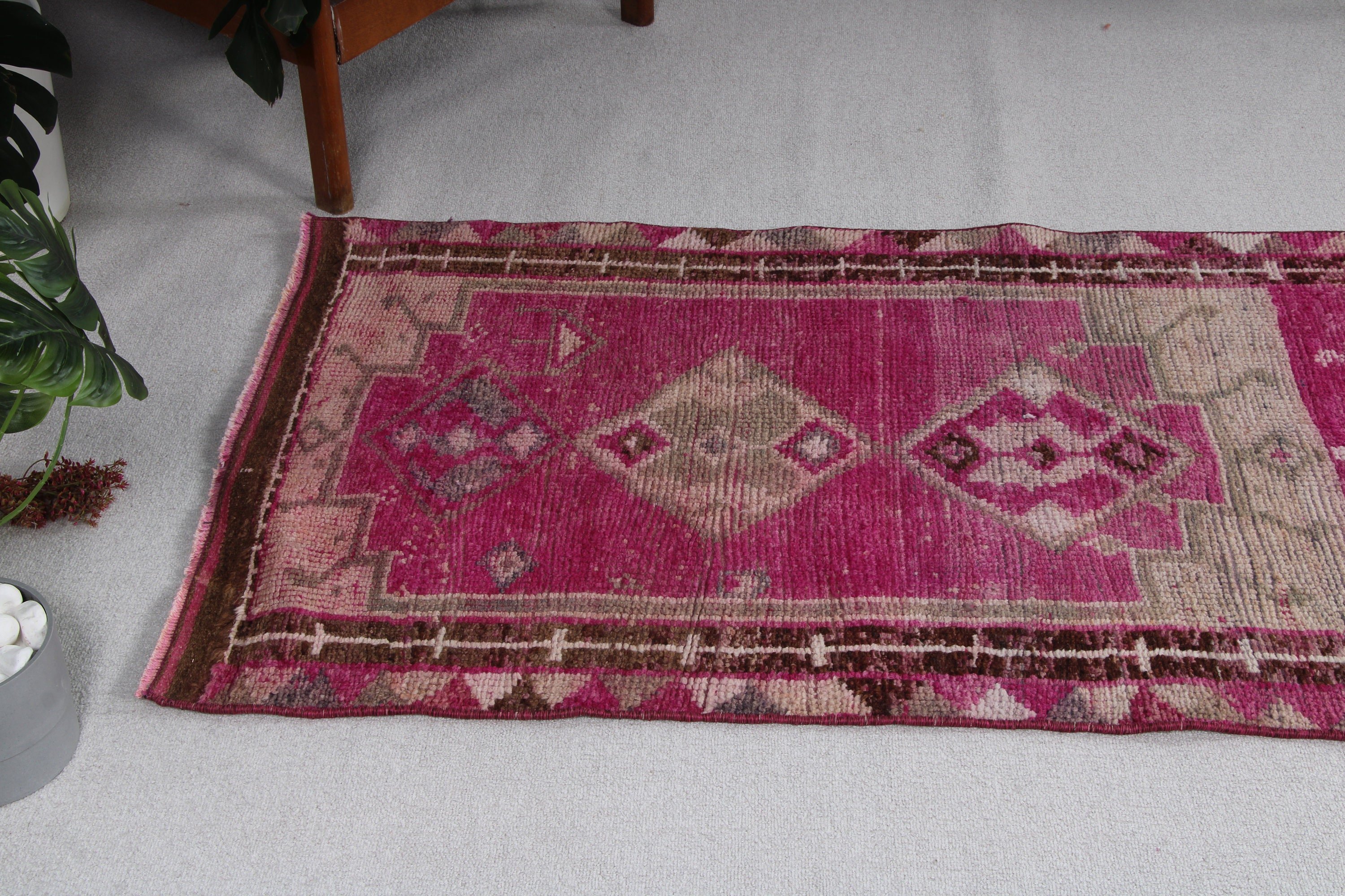 Türk Halıları, Mor Yer Halısı, Vintage Halılar, Boho Halıları, Beni Ourain Runner Halıları, 2.8x13 ft Runner Halısı, Oryantal Halılar, Koridor Halısı