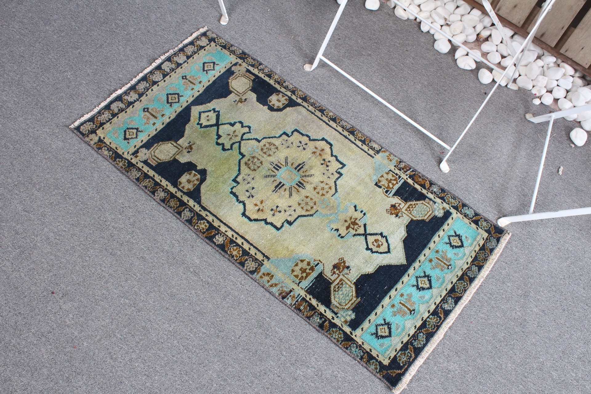 Kitchen Rug, Bathroom Rug, Rugs for Door Mat, Green Floor Rug, Wool Rug, Bedroom Rugs, Vintage Rugs, 1.6x3.2 ft Small Rug, Turkish Rug