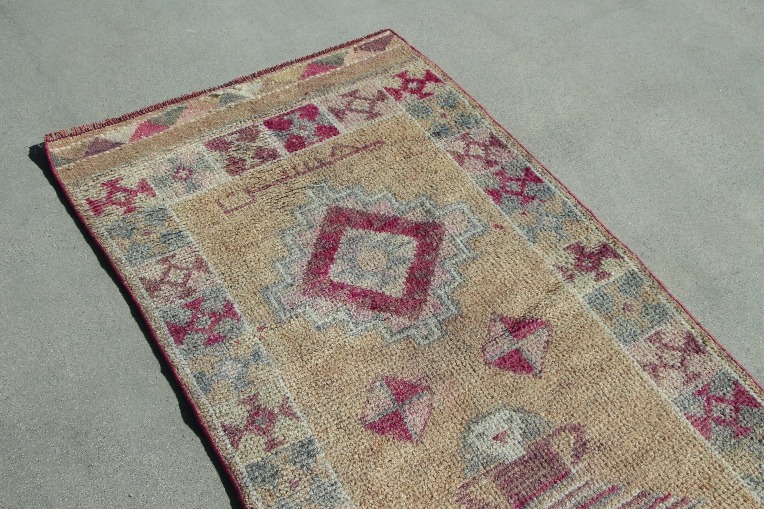 2.9x11.2 ft Runner Rug, Vintage Rug, Kitchen Rug, Modern Rugs, Boho Rug, Pink Boho Rug, Beni Ourain Runner Rug, Turkish Rugs