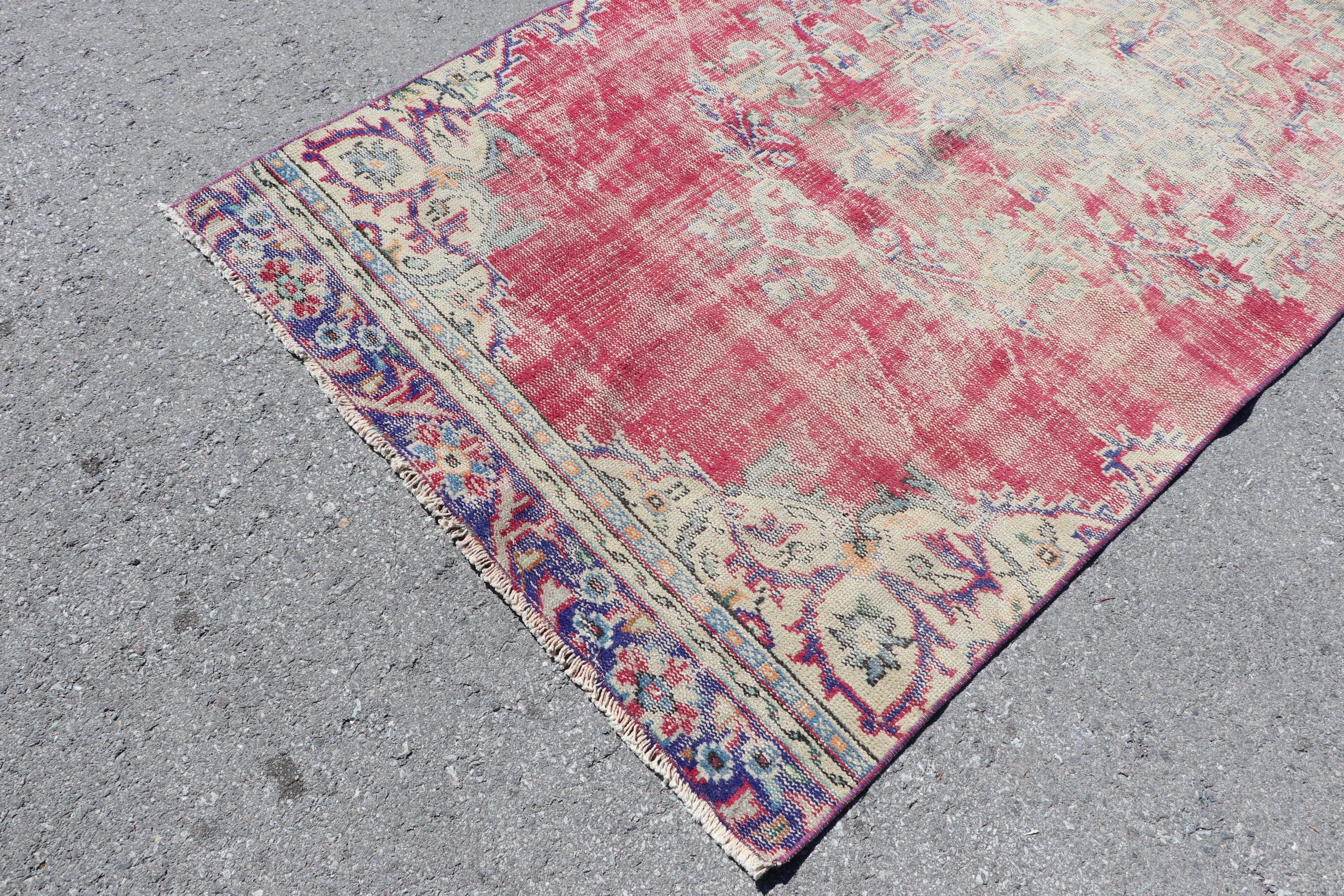 Vintage Rug, Nursery Rug, Anatolian Rug, Turkish Rug, Floor Rugs, Vintage Decor Rug, Red  4.2x8.8 ft Area Rug