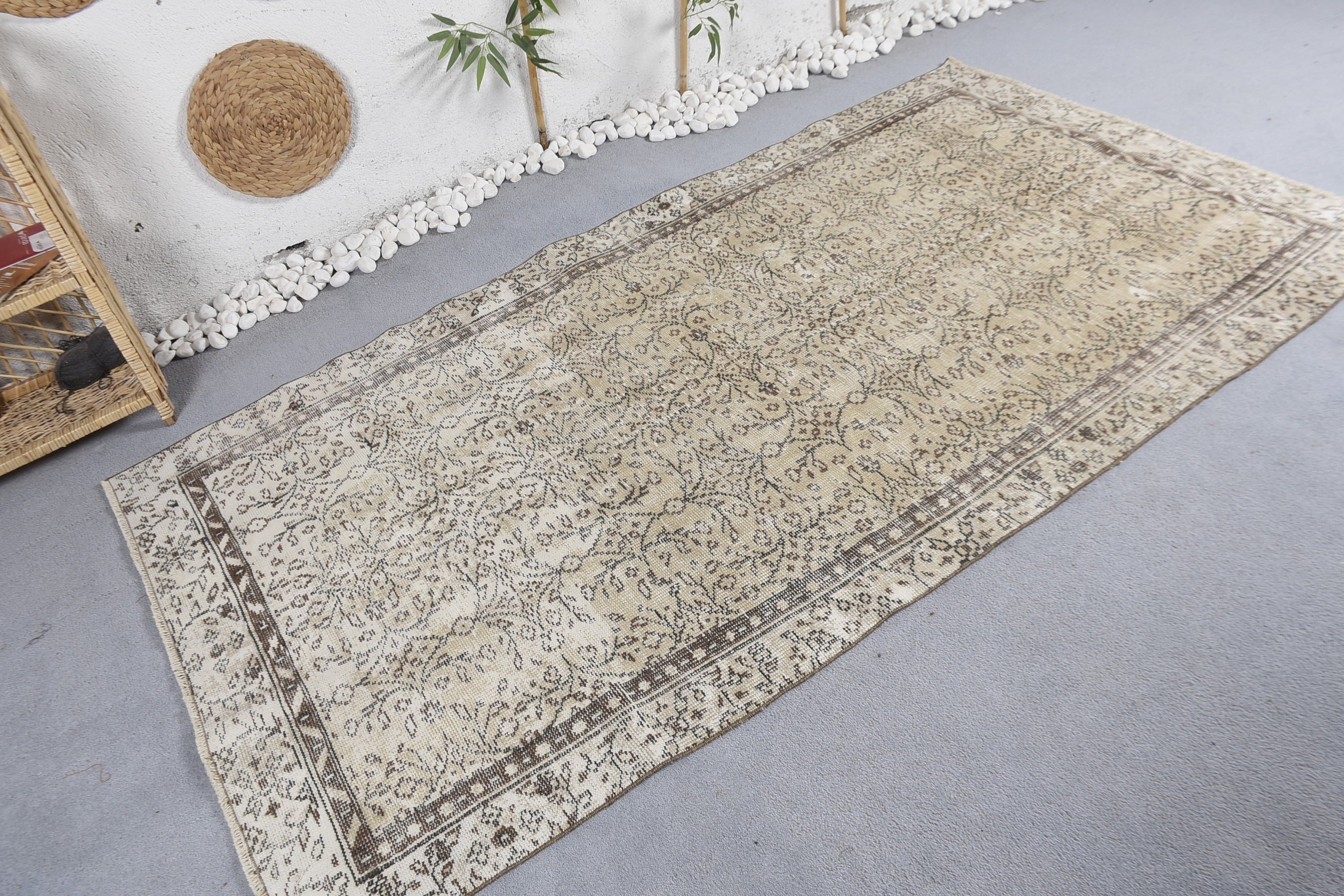 Oturma Odası Halısı, Beyaz Oushak Halıları, Türk Halıları, Vintage Halı, 4,4x7,8 ft Alan Halıları, Ev Dekorasyonu Halıları, Etnik Halı, Modern Halı, Boho Alan Kilimi