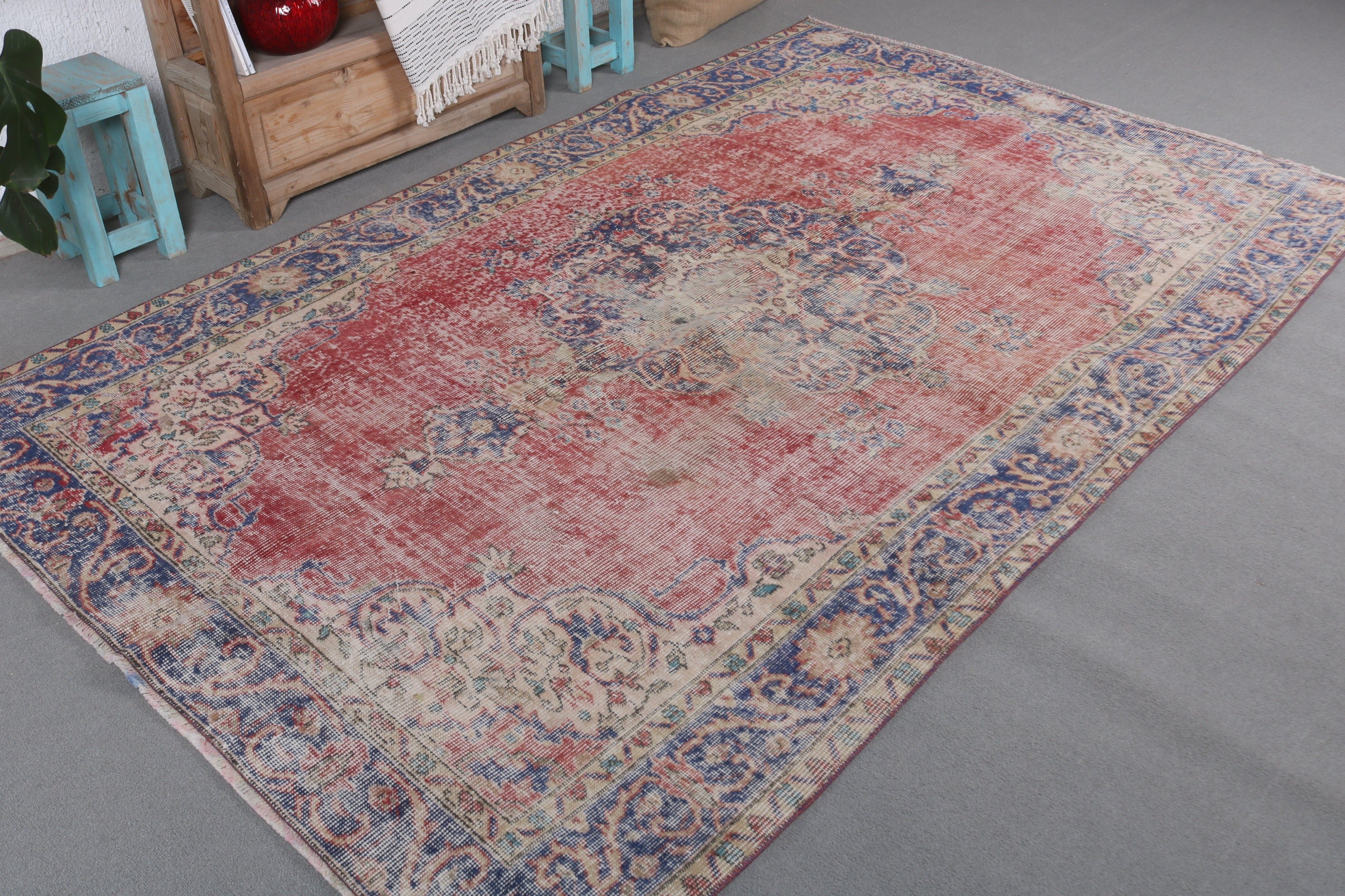 Vintage Rug, Dining Room Rug, Organic Rug, Antique Rug, Turkish Rugs, Blue Cool Rugs, Anatolian Rugs, 5.2x8.3 ft Large Rugs, Bedroom Rug