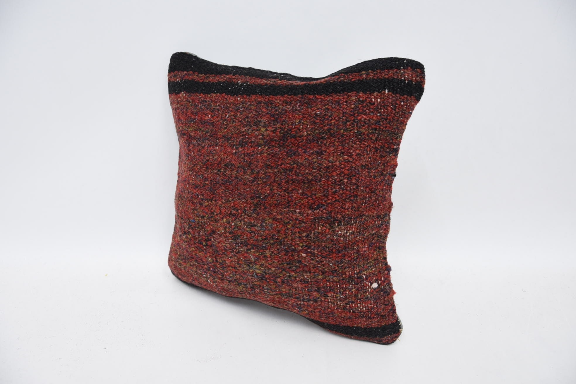 Ethnical Kilim Rug Pillow, Handmade Kilim Cushion, Interior Designer Pillow, Seat Cushion, 12"x12" Red Cushion
