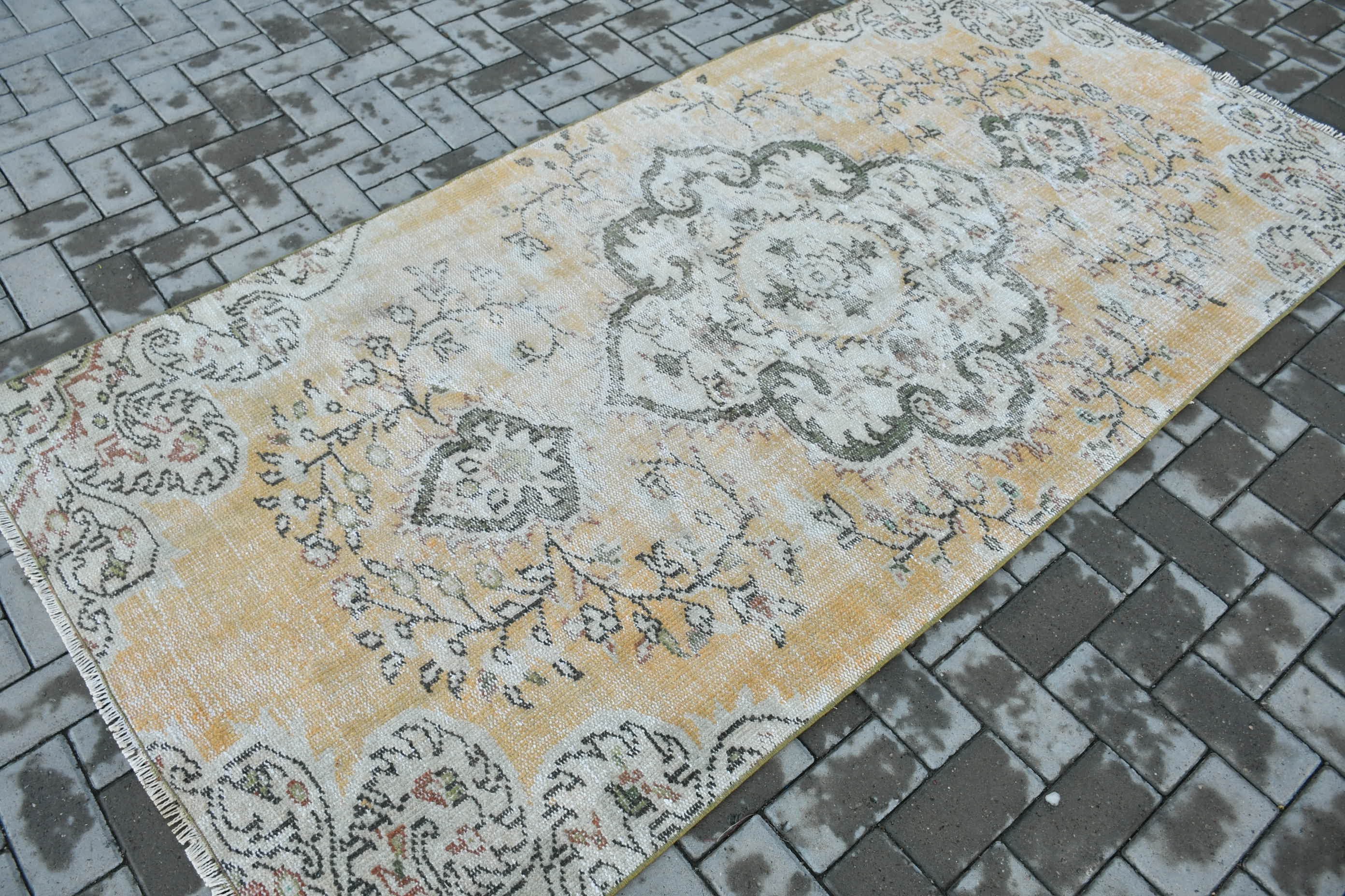 Living Room Rug, Kitchen Rug, Floor Rug, Dining Room Rug, Vintage Rug, Turkish Rug, Muted Rugs, Yellow Floor Rugs, 39.7x8 ft Oversize Rugs