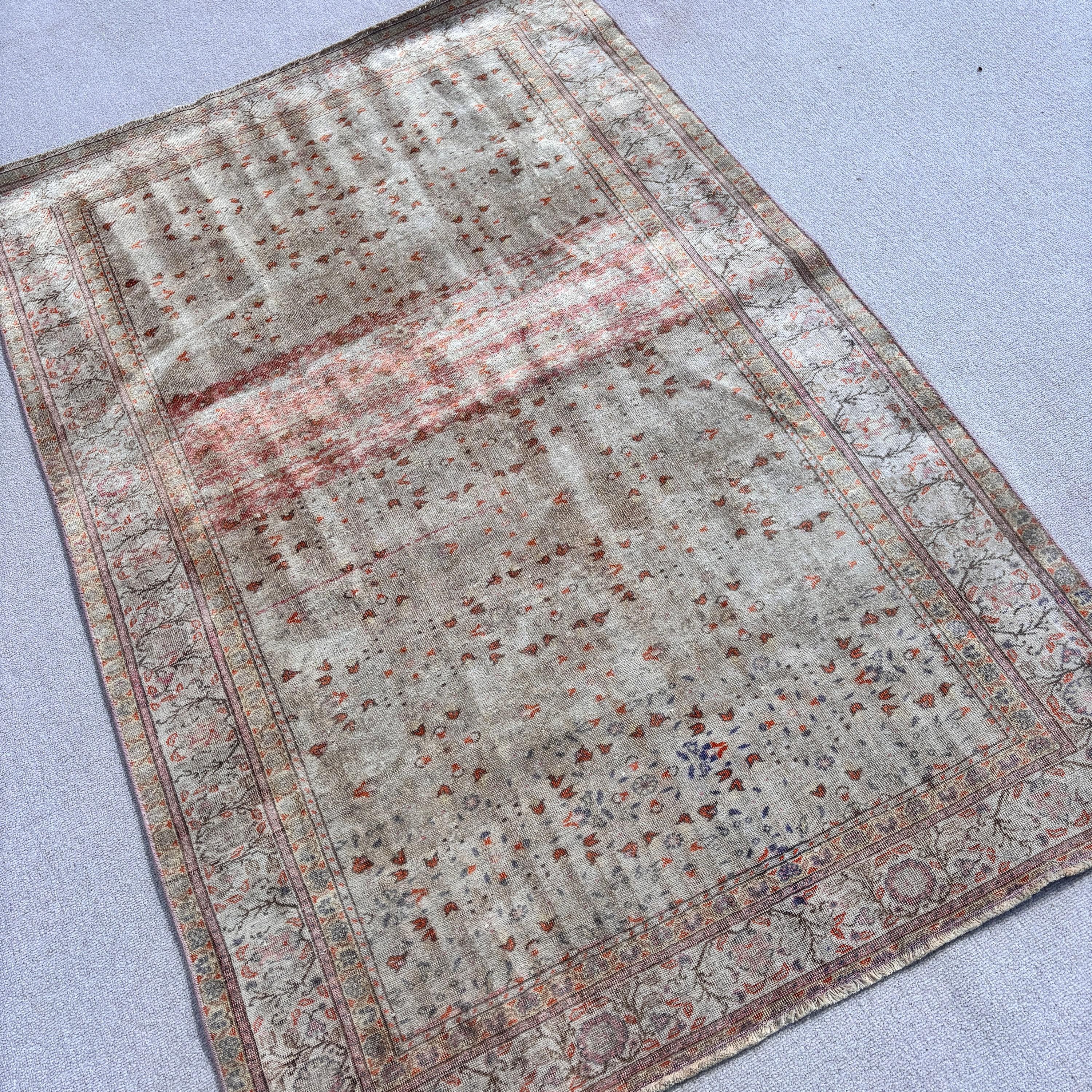 Vintage Halılar, Mutfak Halıları, 3,7x5,7 ft Aksan Halısı, Türk Halıları, Oryantal Halılar, Lüks Halılar, Dekoratif Halılar, Bej Boho Halıları, Türkiye Halısı