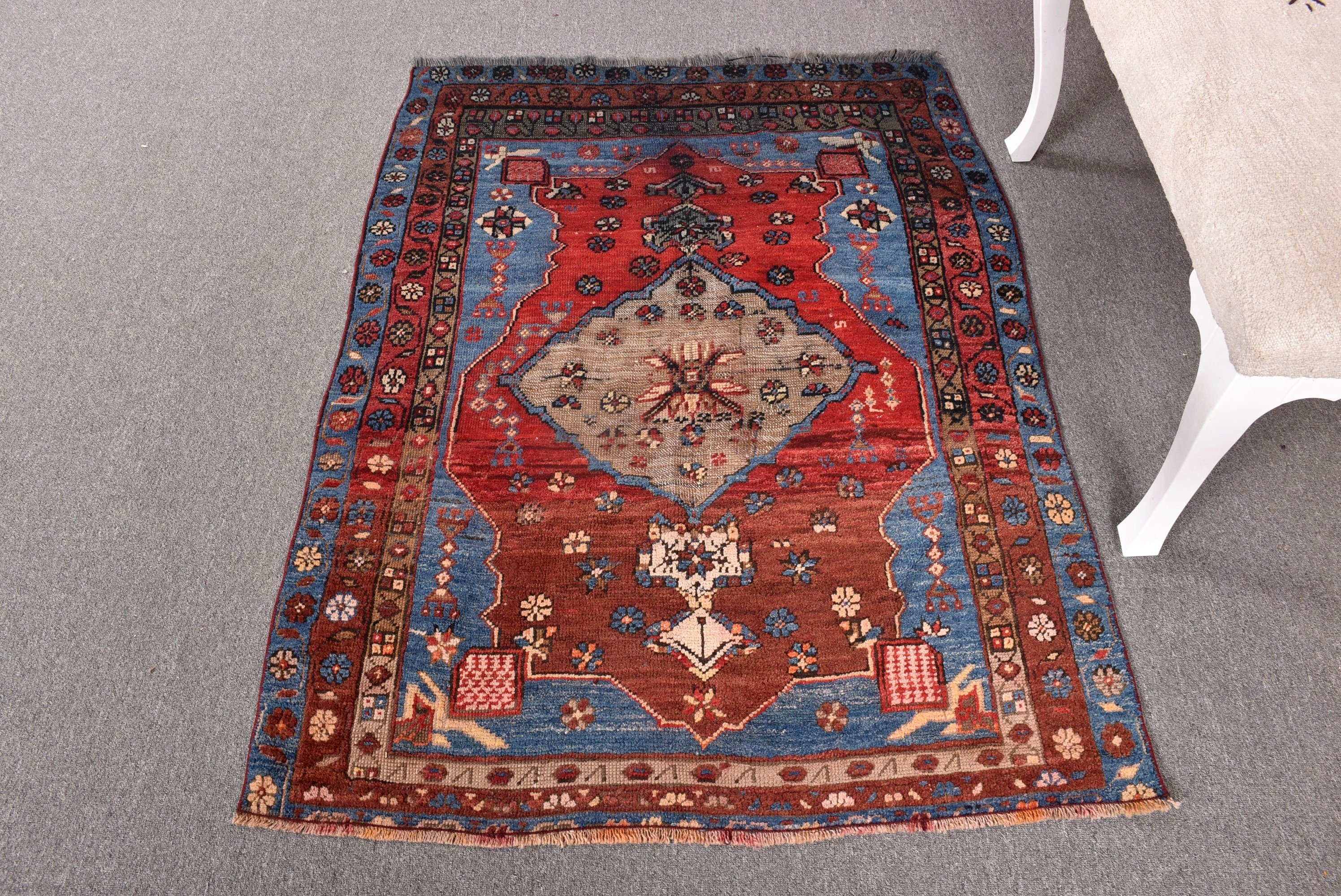 Vintage Halılar, Yer Halısı, Sanatsal Halı, Türk Halıları, Modern Halı, Yatak Odası Halısı, Kırmızı Düz ​​Dokuma Halı, Çocuk Odası Halıları, 3,4x4,7 ft Accent Halılar