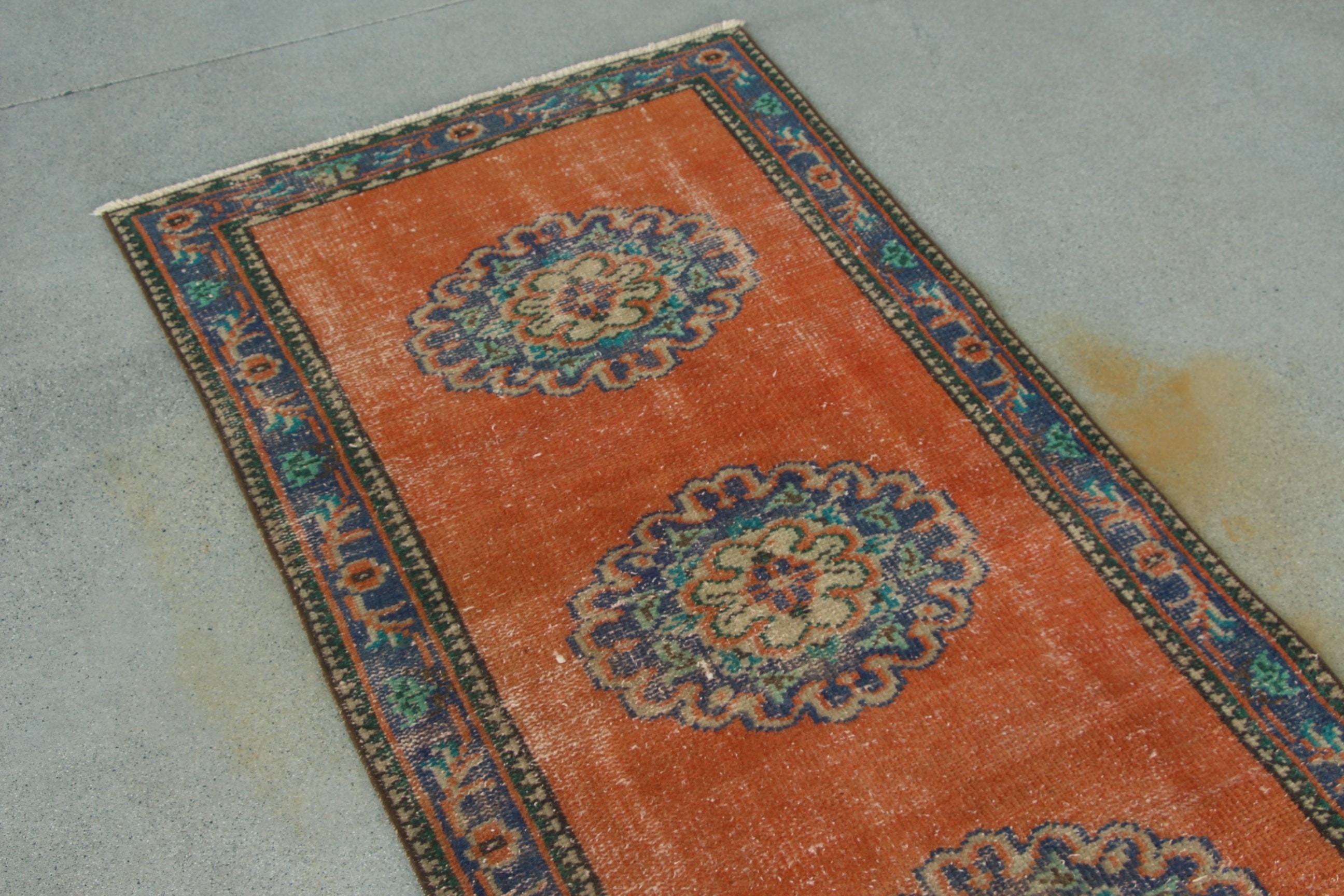 Oushak Rug, Hallway Rug, Turkish Rugs, Vintage Rug, Moroccan Rug, Luxury Rug, Orange Moroccan Rug, Stair Rug, 2.6x11.4 ft Runner Rugs