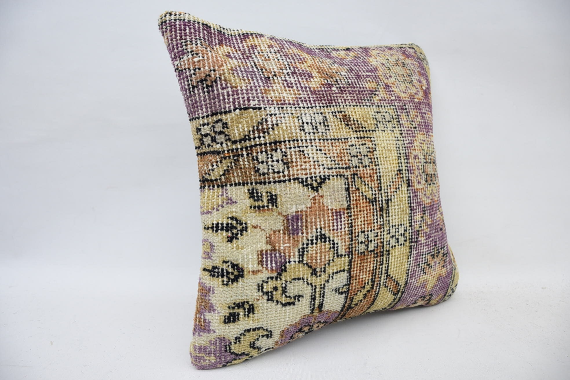 Throw Kilim Pillow, 14"x14" Beige Pillow Case, Gift Pillow, Turkish Rugs Cushion Cover, Kilim Pillow Cover, Colorful Pillow Cover