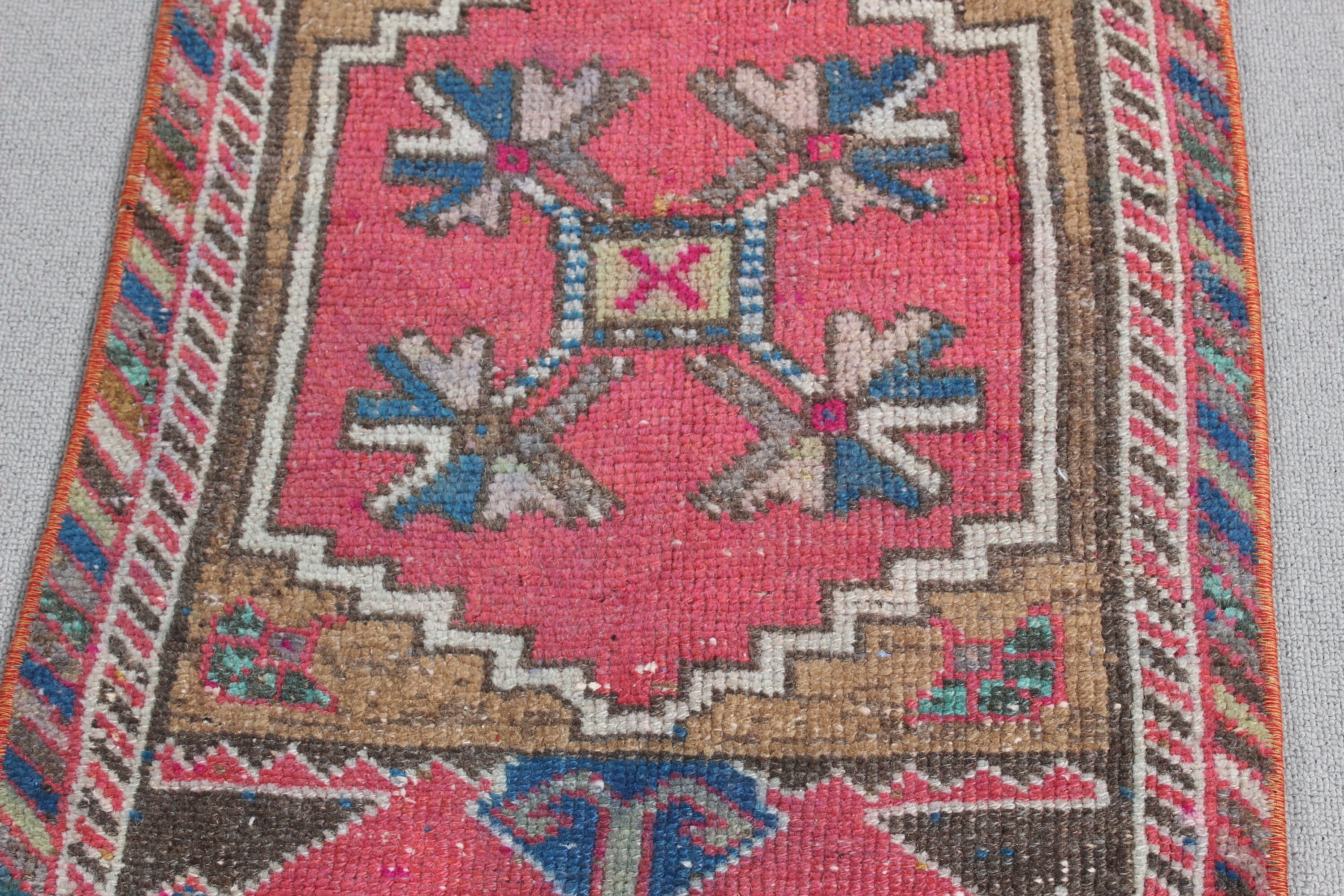 Antique Rug, Bedroom Rug, Door Mat Rug, Pink Antique Rug, Vintage Rugs, Rugs for Bath, Kitchen Rugs, Turkish Rug, 1.5x3 ft Small Rug