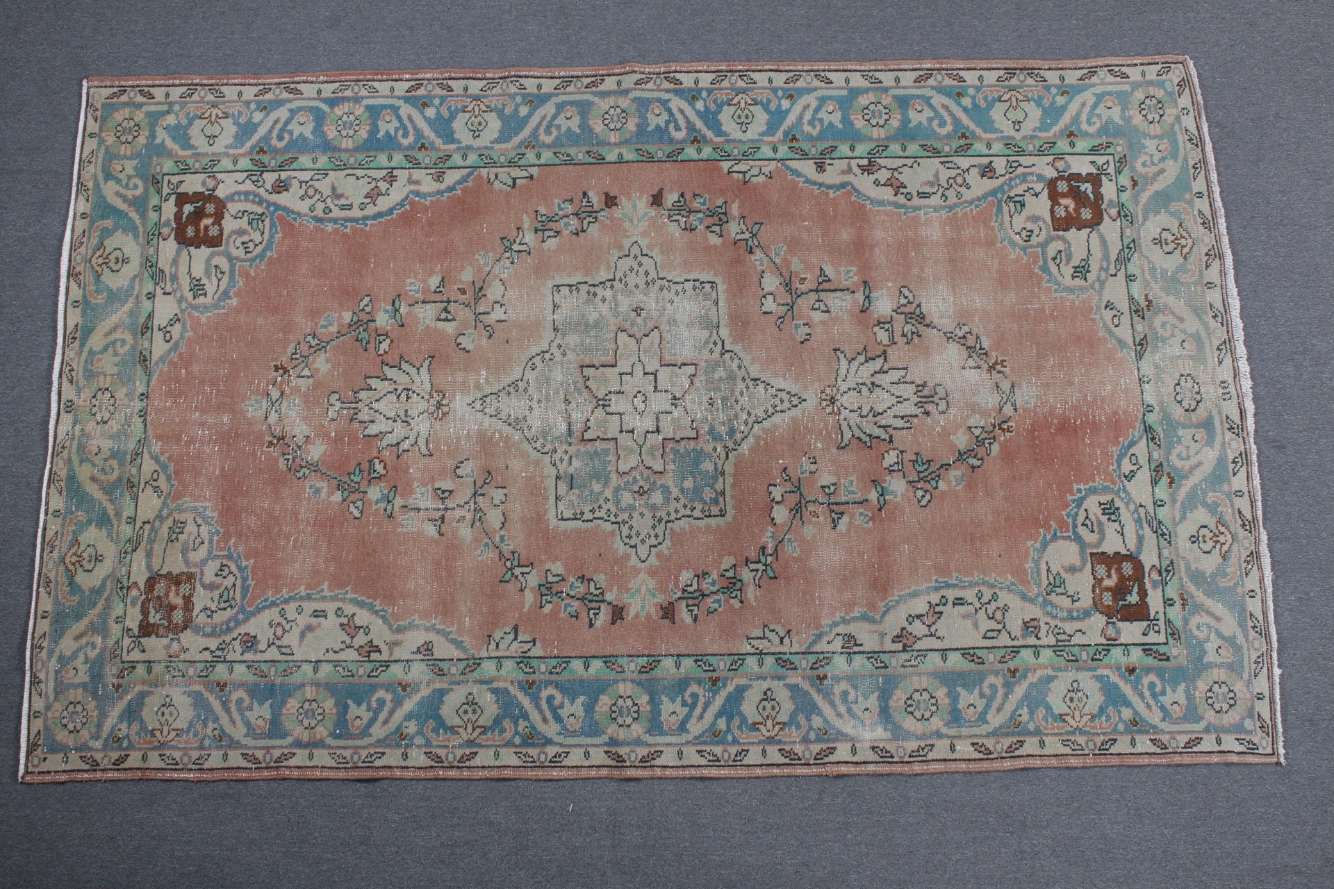 Salon Rug, Turkish Rug, Pink Oriental Rug, Vintage Rugs, 5.9x9.7 ft Large Rugs, Home Decor Rugs, Nomadic Rugs, Antique Rug, Dining Room Rug