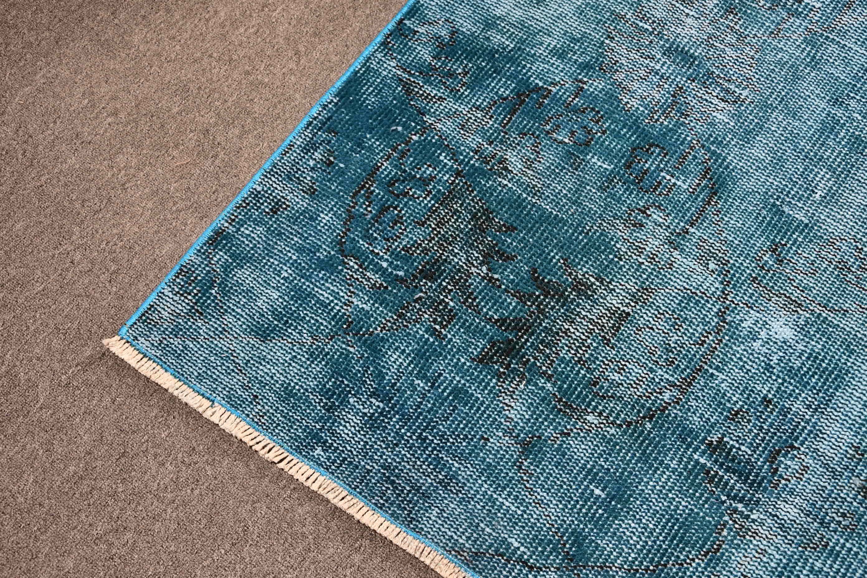 Rugs for Kitchen, Vintage Rugs, 4.5x5.1 ft Accent Rugs, Vintage Accent Rug Rugs, Turkish Rug, Bedroom Rug, Moroccan Rug, Blue Kitchen Rugs