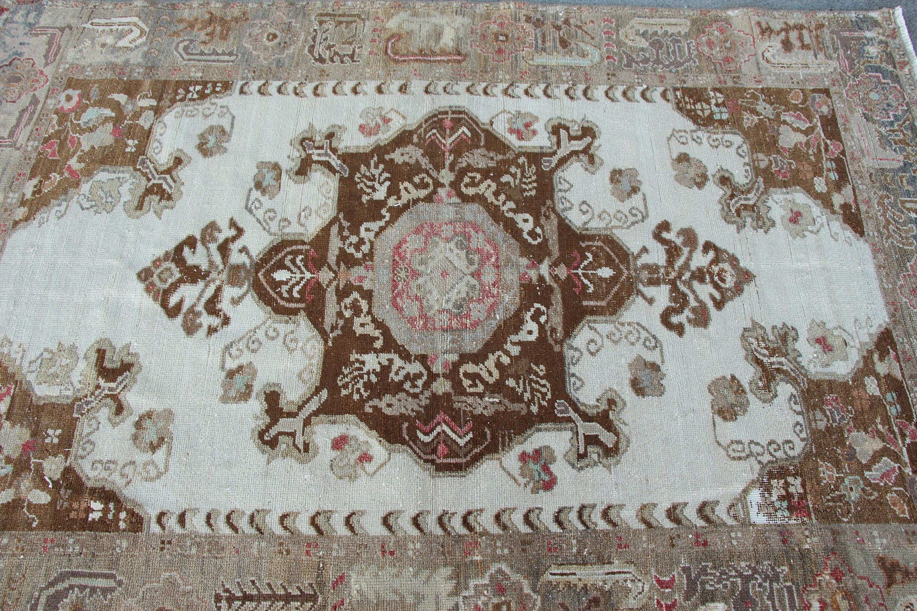 Vintage Halılar, Yer Halısı, 4.3x6.4 ft Alan Halıları, Bej Antika Halı, Yemek Odası Halısı, Alan Halıları, Türk Halısı, Anadolu Halısı