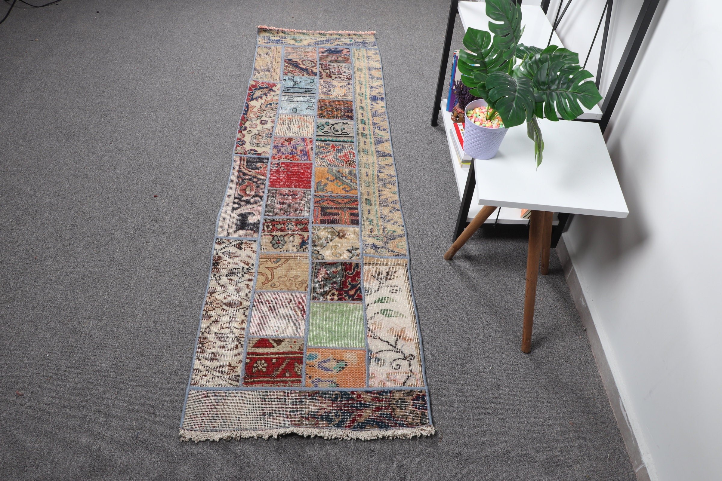 Vintage Halı, Doğal Halılar, 2x6,8 ft Yolluk Halı, Antika Halı, Yeşil Yatak Odası Halısı, Türk Halısı, Mutfak Halısı, Koşucu Halıları, Koridor Halısı