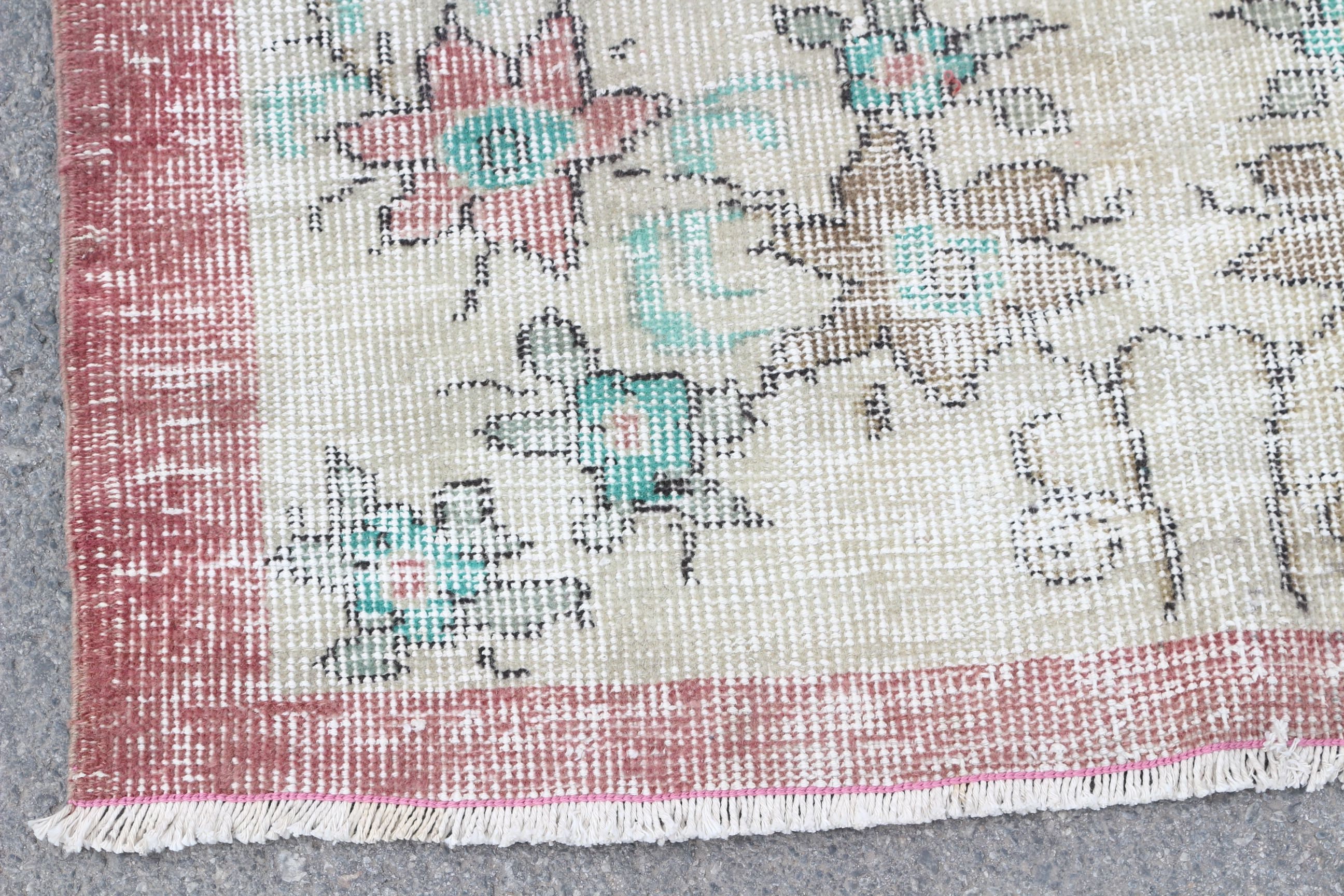 Rugs for Bedroom, Hand Knotted Rug, Vintage Rug, Turkish Rug, Cool Rug, Beige Kitchen Rug, Nursery Rug, 3.7x5.9 ft Accent Rug
