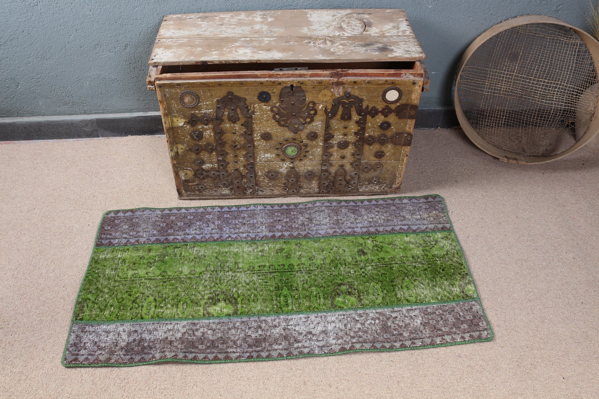 Moroccan Rug, Bathroom Rug, Rugs for Car Mat, Door Mat Rug, Green Cool Rug, Oriental Rug, Vintage Rug, 2x4 ft Small Rug, Turkish Rug
