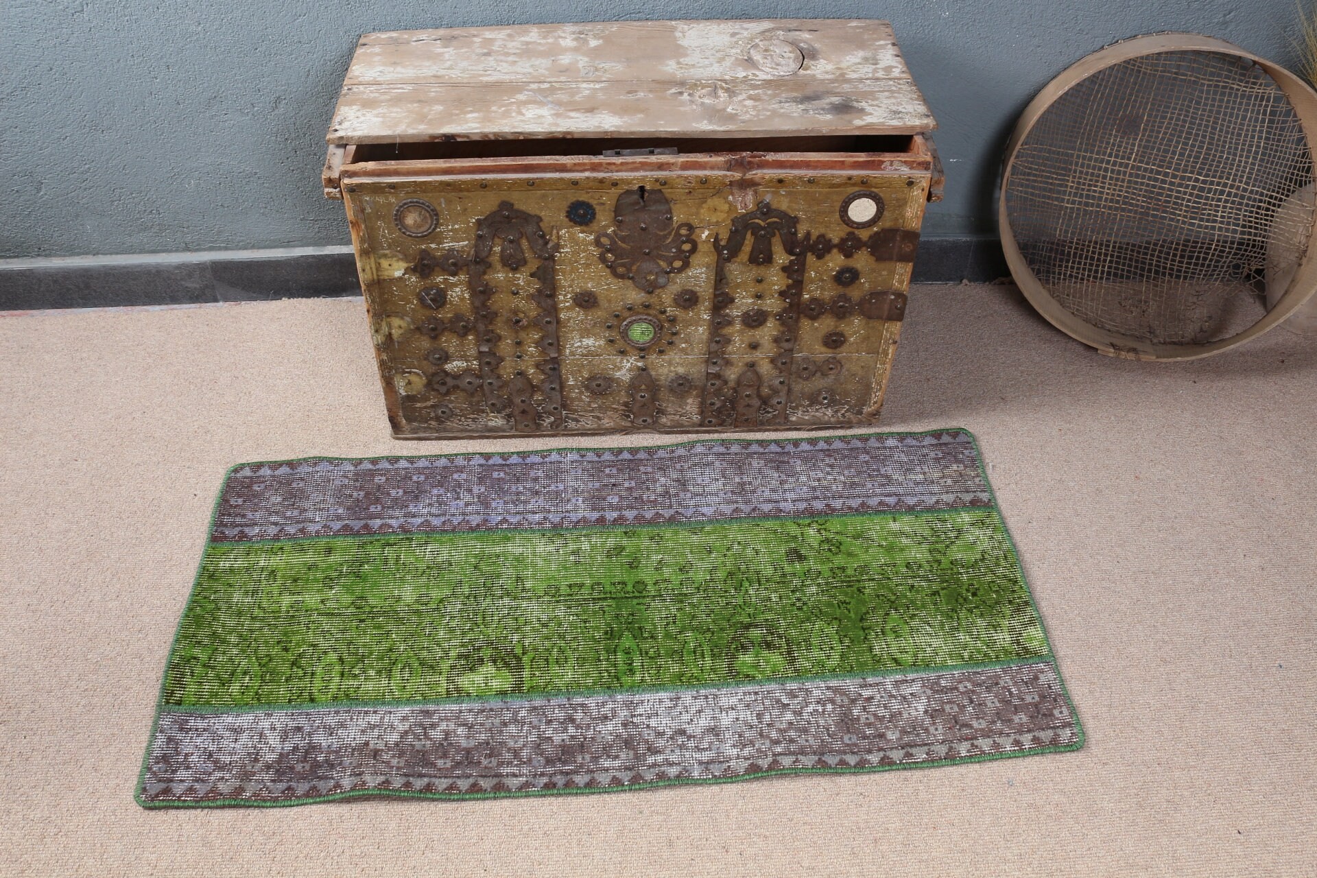 Fas Halısı, Banyo Halısı, Araba Paspas Halıları, Paspas Halısı, Yeşil Soğuk Halı, Oryantal Halı, Vintage Halı, 2x4 ft Küçük Halı, Türk Halısı