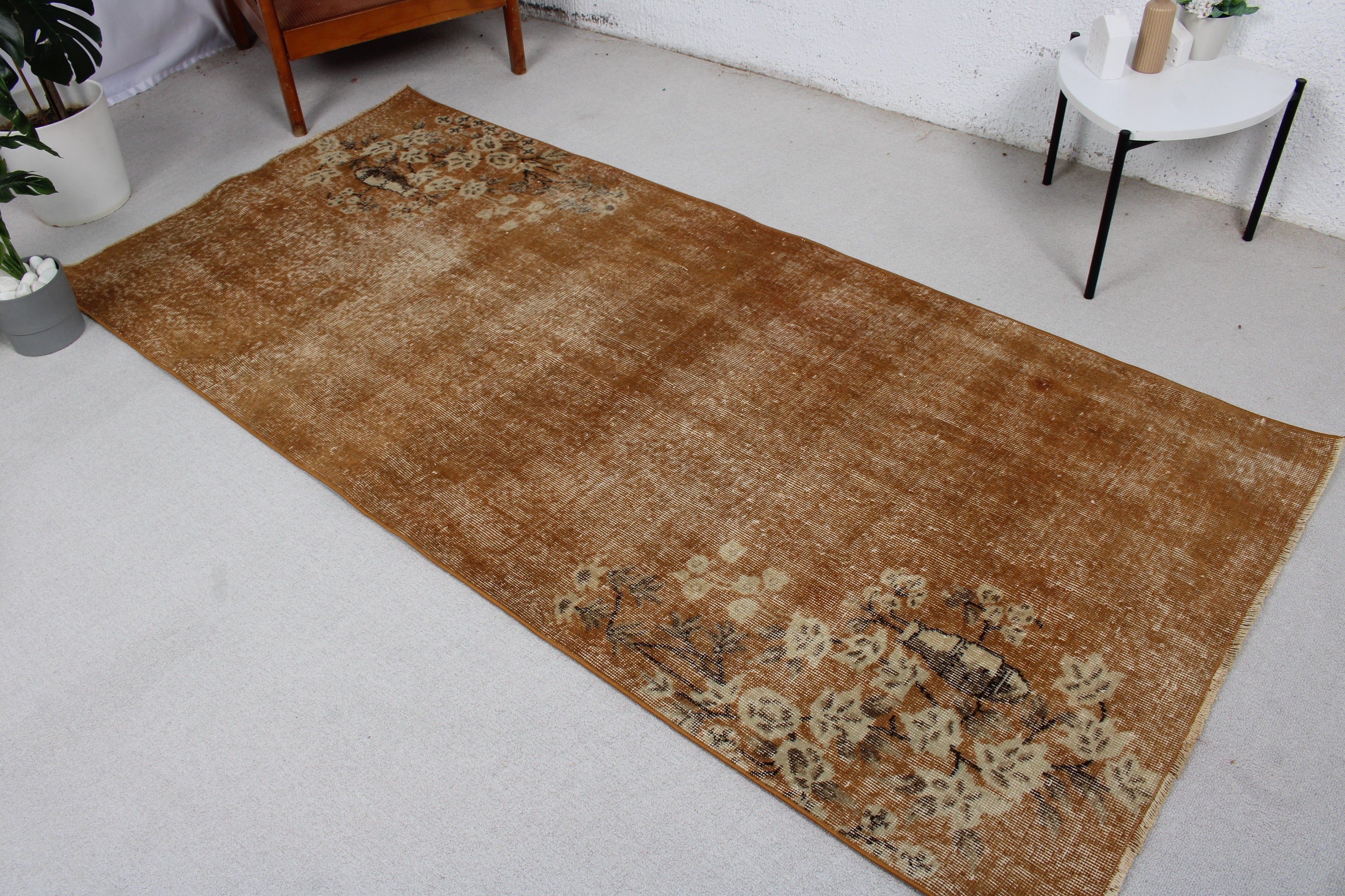 Floor Rugs, Aesthetic Rug, Antique Rug, Dining Room Rugs, Vintage Rugs, Turkish Rug, Boho Area Rug, Brown Modern Rug, 3.6x7.8 ft Area Rug