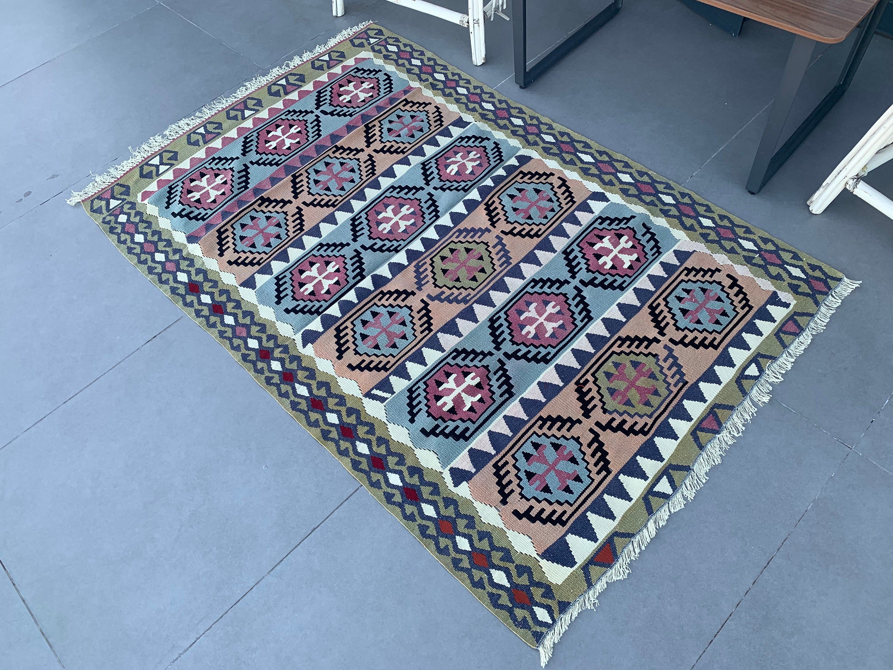 Vintage Rug, Antique Rug, Kilim, 3.2x5 ft Accent Rug, Office Rug, Bedroom Rug, Purple Moroccan Rugs, Anatolian Rug, Turkish Rugs, Entry Rug