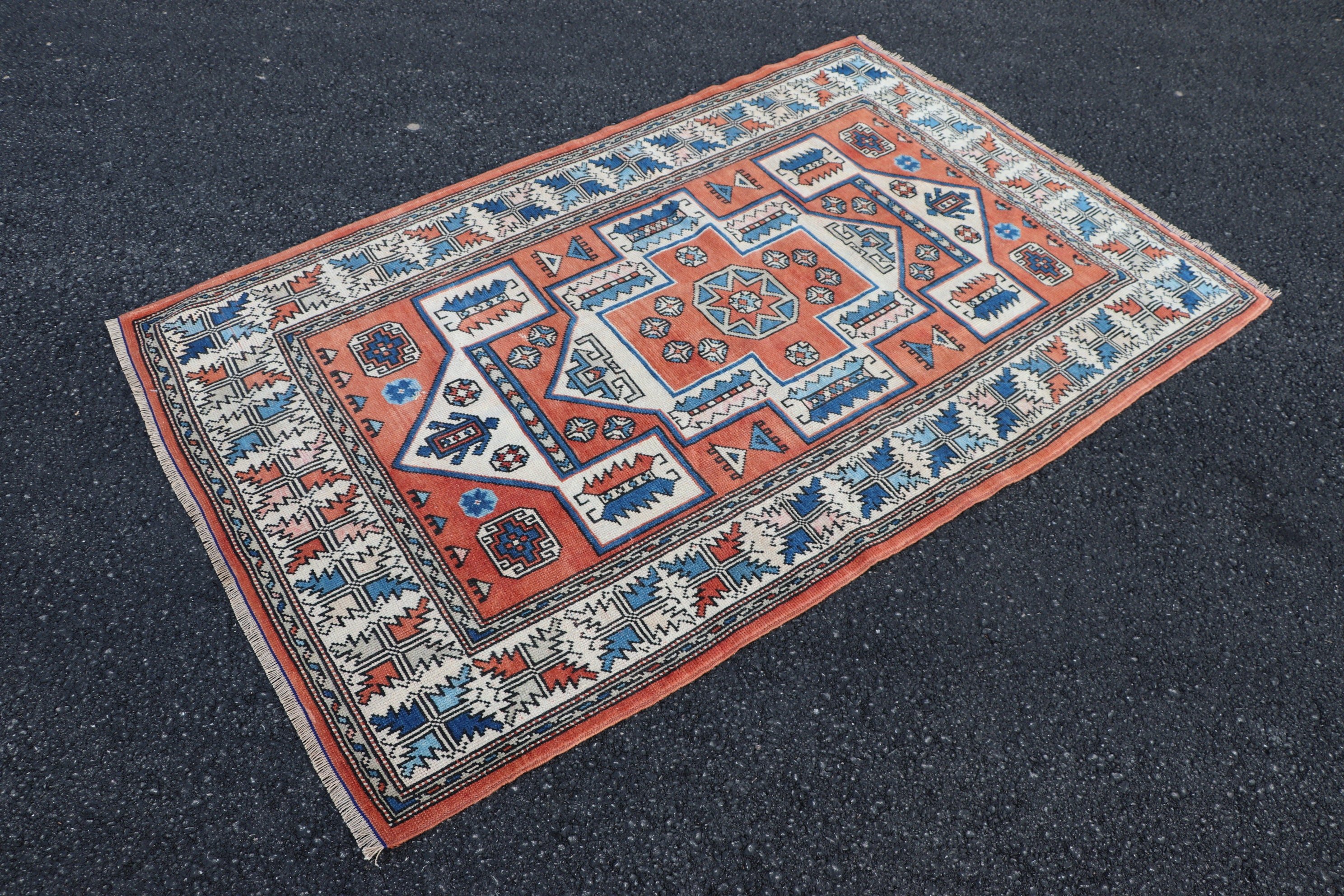 Vintage Rug, Rugs for Entry, 3.8x6.3 ft Accent Rugs, Nursery Rug, Moroccan Rug, Red Kitchen Rugs, Bedroom Rug, Turkish Rug
