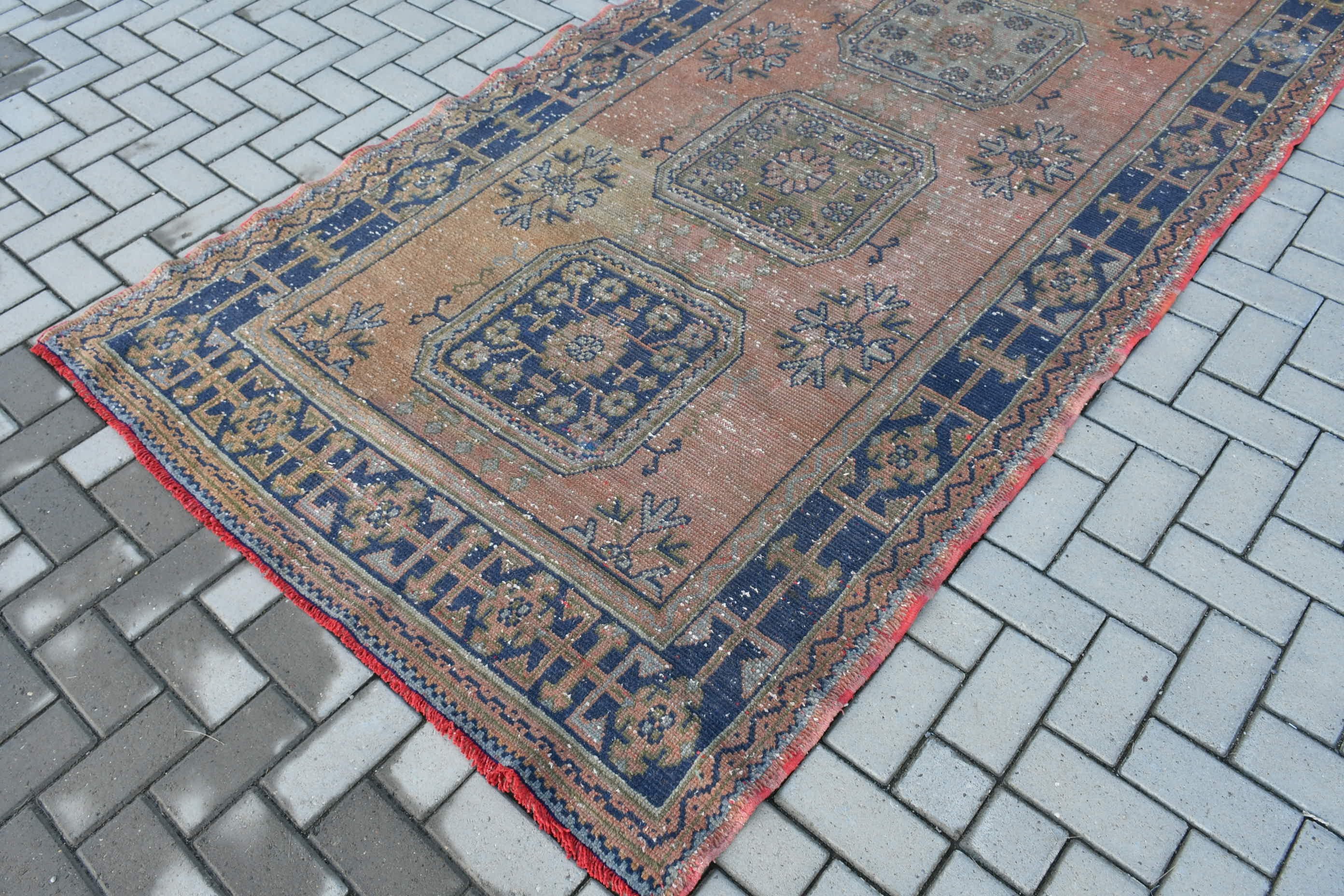 Blue Anatolian Rug, Turkish Rugs, Oushak Rug, Bedroom Rugs, Vintage Rug, 4.9x11.4 ft Large Rug, Old Rug, Dining Room Rug