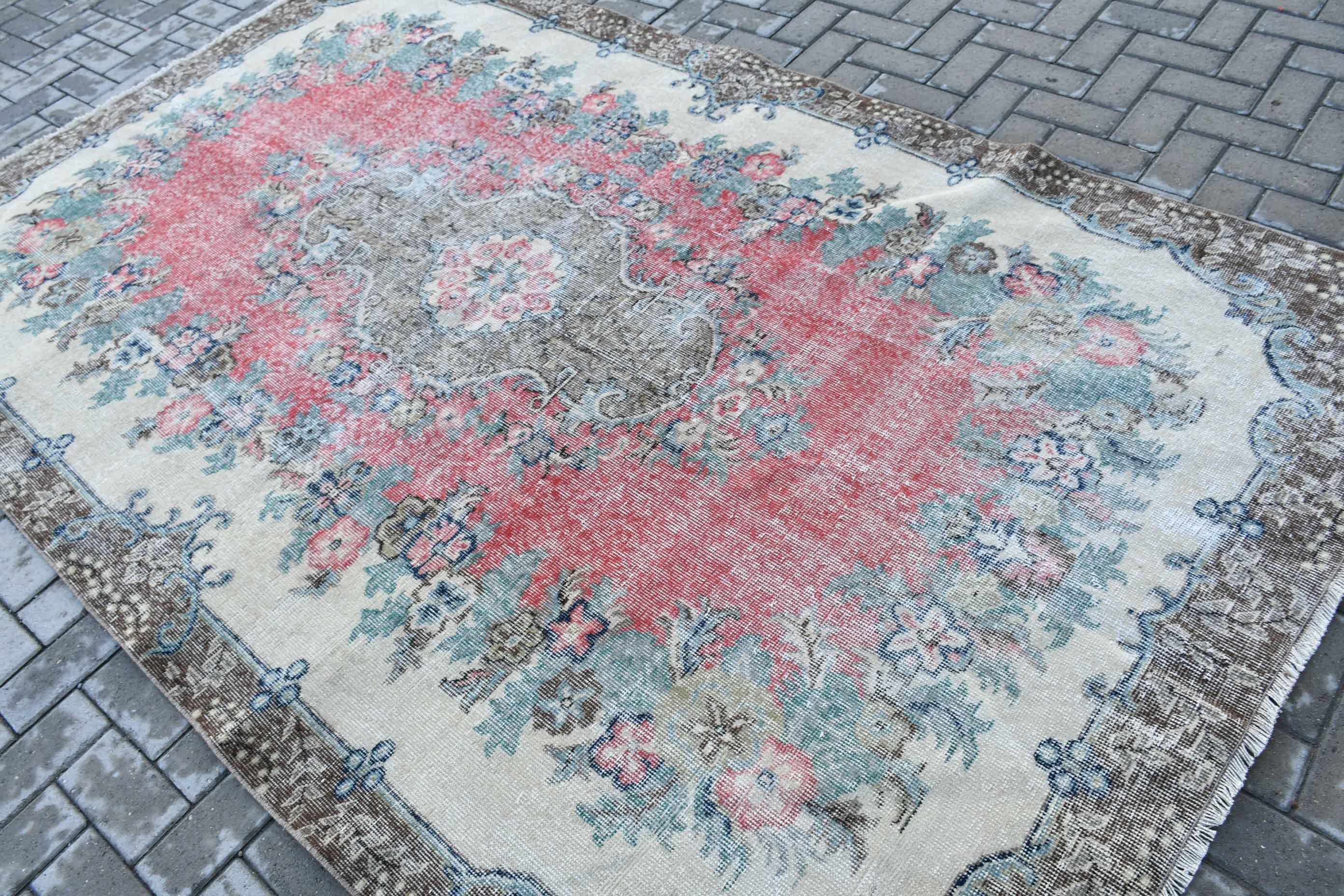 Pink Floor Rugs, Bedroom Rug, 5.7x9.1 ft Large Rug, Cool Rug, Turkish Rug, Living Room Rugs, Boho Rugs, Home Decor Rugs, Vintage Rugs