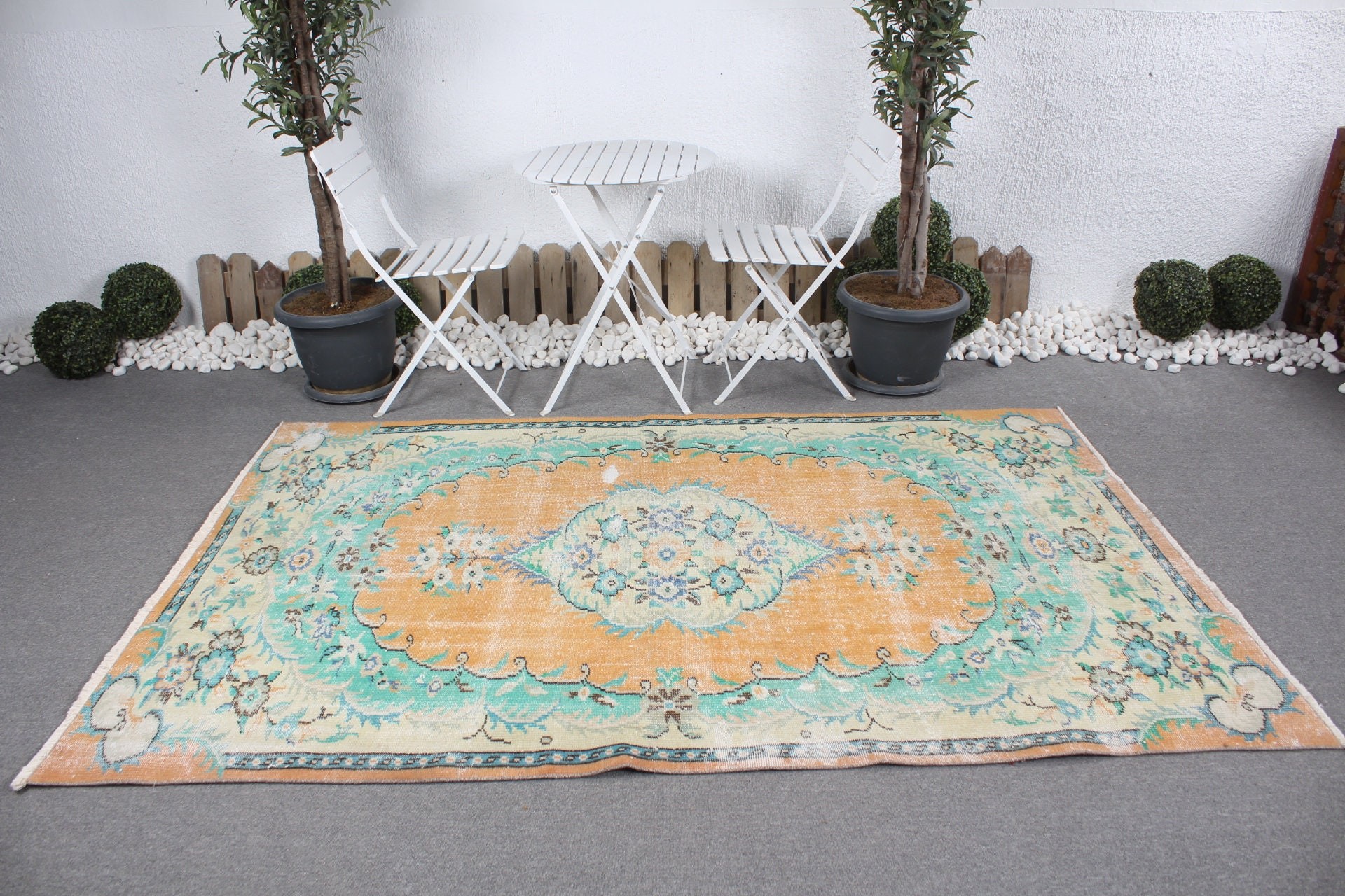 Turuncu Yatak Odası Halıları, Mutfak Halıları, Parlak Halılar, Mutfak Halısı, Çocuk Halıları, 5.1x7.8 ft Alan Halıları, Vintage Halı, Yün Halı, Türk Halısı