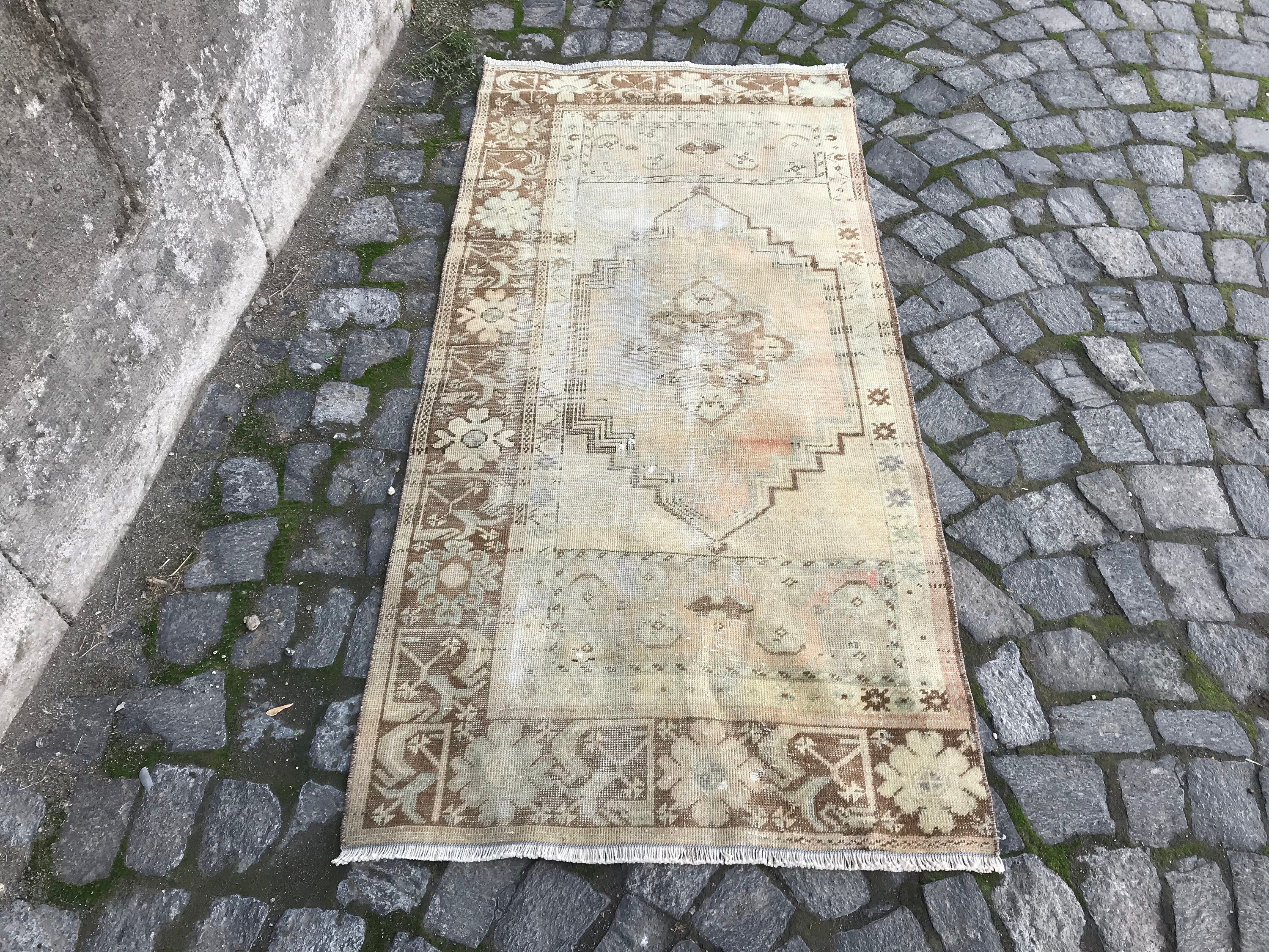 Bej Ev Dekor Halıları, Eklektik Halı, 2.5x5.2 ft Küçük Halı, Yer Halıları, Duvara Asılı Halı, Türk Halıları, Yün Halı, Vintage Halı, Yatak Odası Halıları