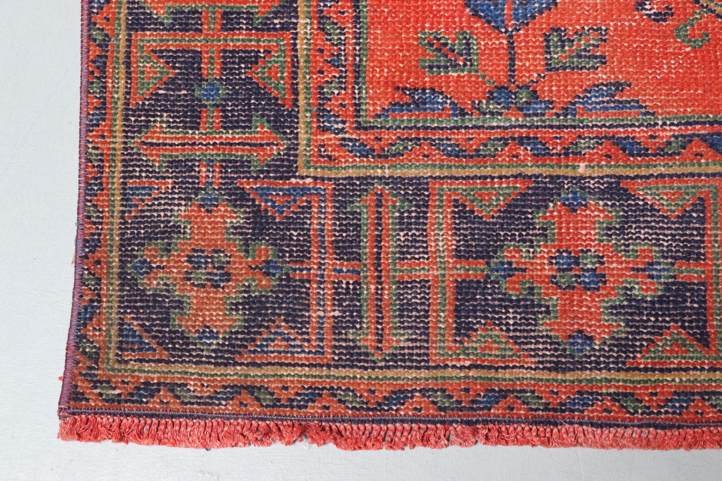 Red Anatolian Rugs, Oriental Rug, Vintage Rug, Living Room Rug, Salon Rug, 4.4x10.9 ft Large Rug, Rugs for Salon, Bedroom Rug, Turkish Rug
