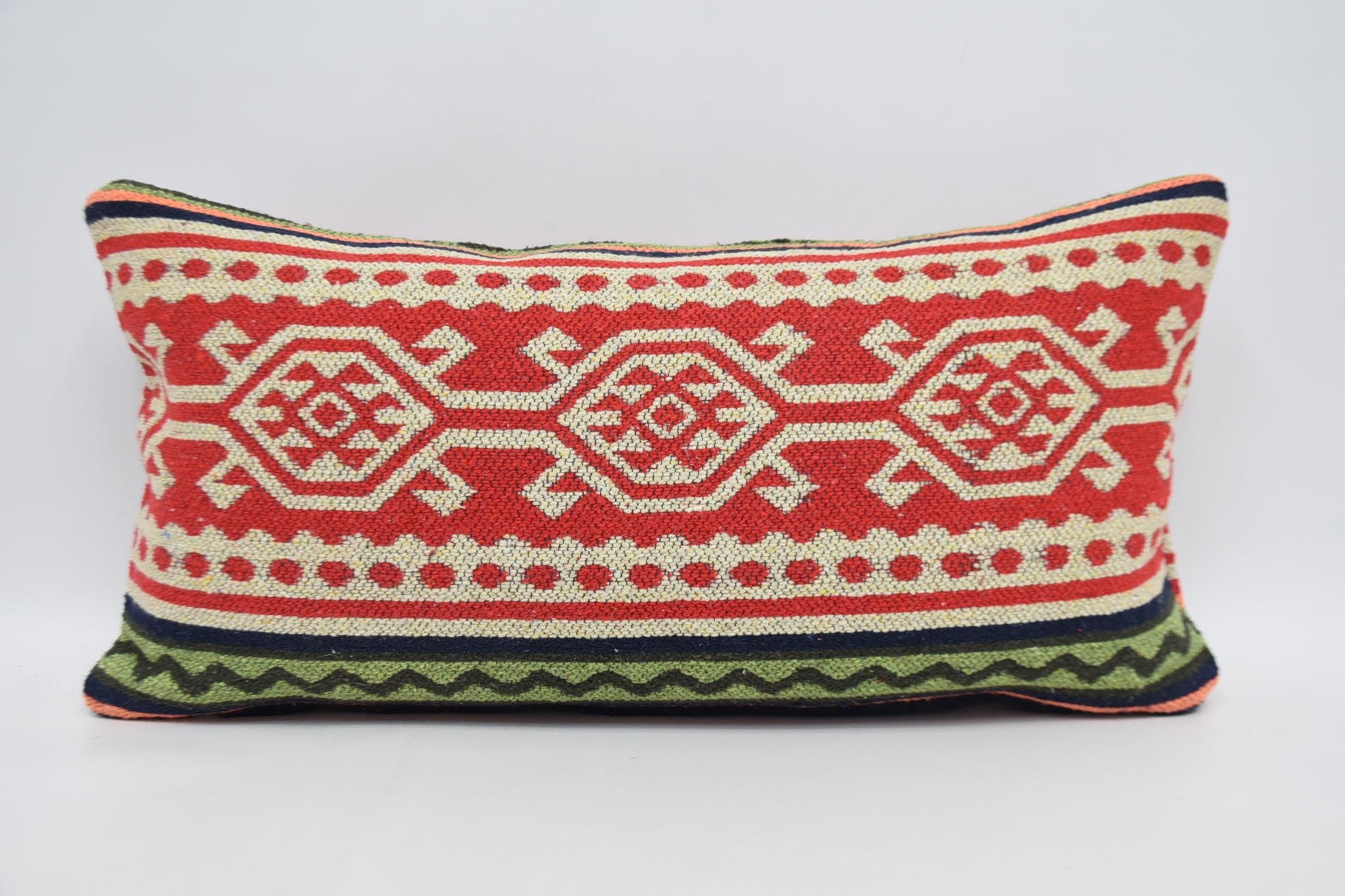 Bench Pillow Case, Pillow for Sofa, Turkish Pillow, Luxury Pillow Case, 12"x24" Red Pillow Cover, Vintage Pillow