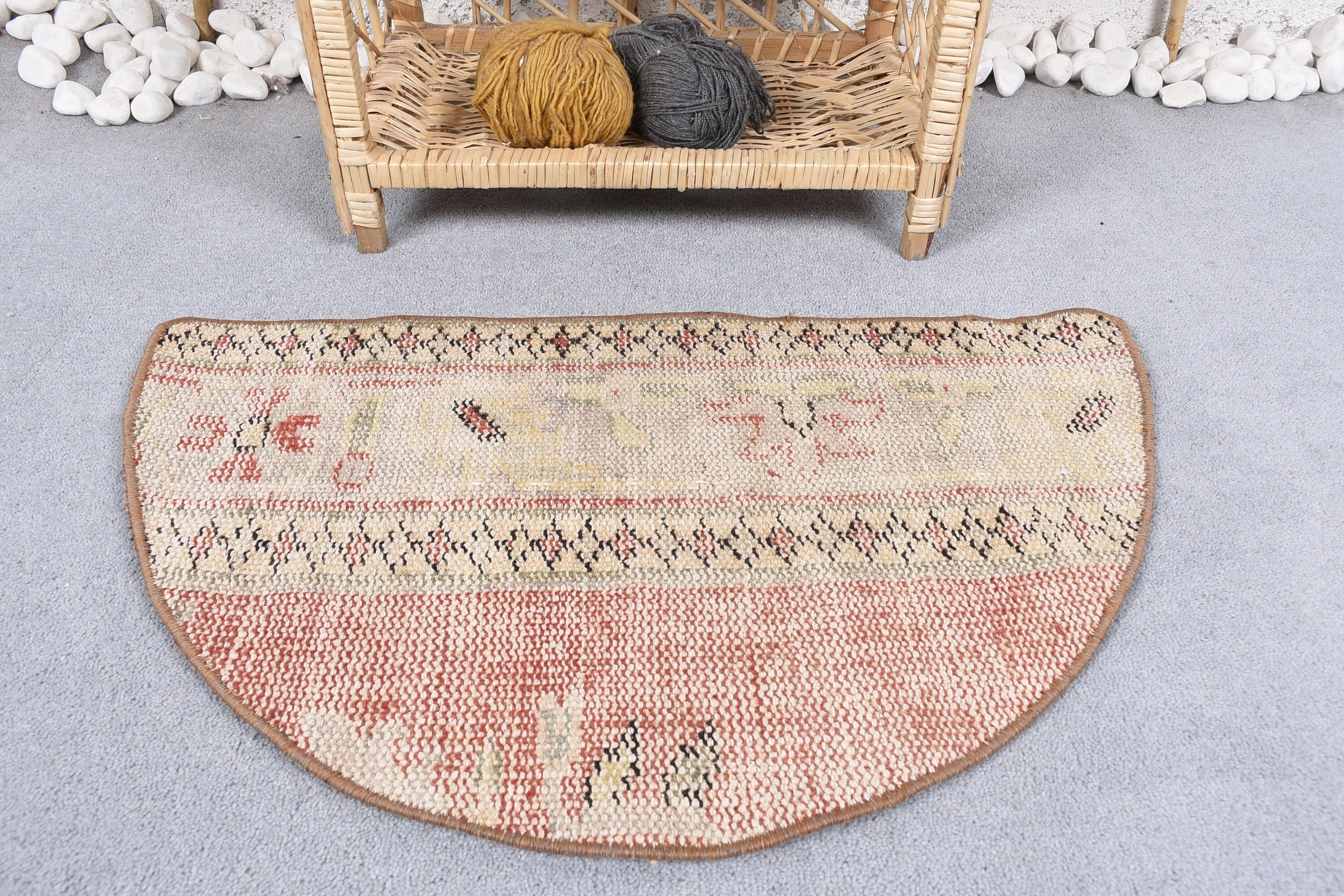 Beige Wool Rug, Rugs for Nursery, 2.5x1.5 ft Small Rugs, Vintage Rugs, Floor Rug, Kitchen Rugs, Home Decor Rug, Door Mat Rug, Turkish Rug