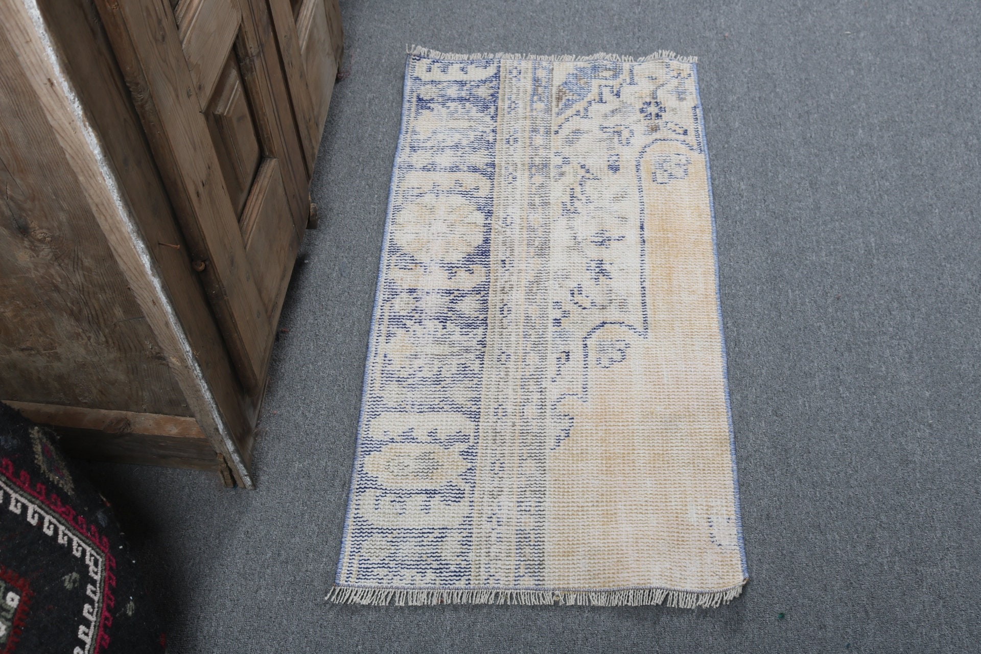 Türk Halıları, Bej Mutfak Halısı, 1.6x3.1 ft Küçük Halı, Banyo Halıları, Giriş Halısı, Dış Mekan Halısı, Fas Halıları, Mutfak Halıları, Vintage Halı