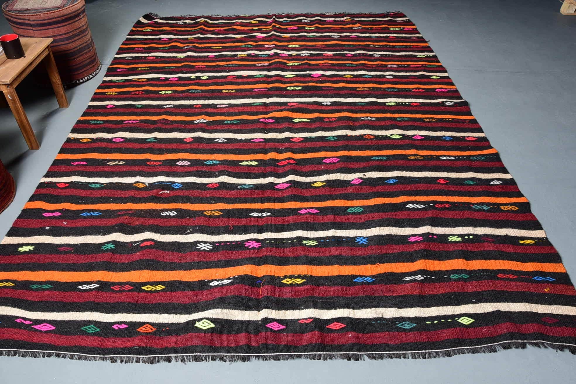 7.3x9.6 ft Büyük Boy Halı, Anadolu Halısı, Vintage Halı, Oturma Odası Halıları, Türk Halısı, Yer Halısı, Kilim, Yemek Odası Halısı, Ev Dekor Halısı