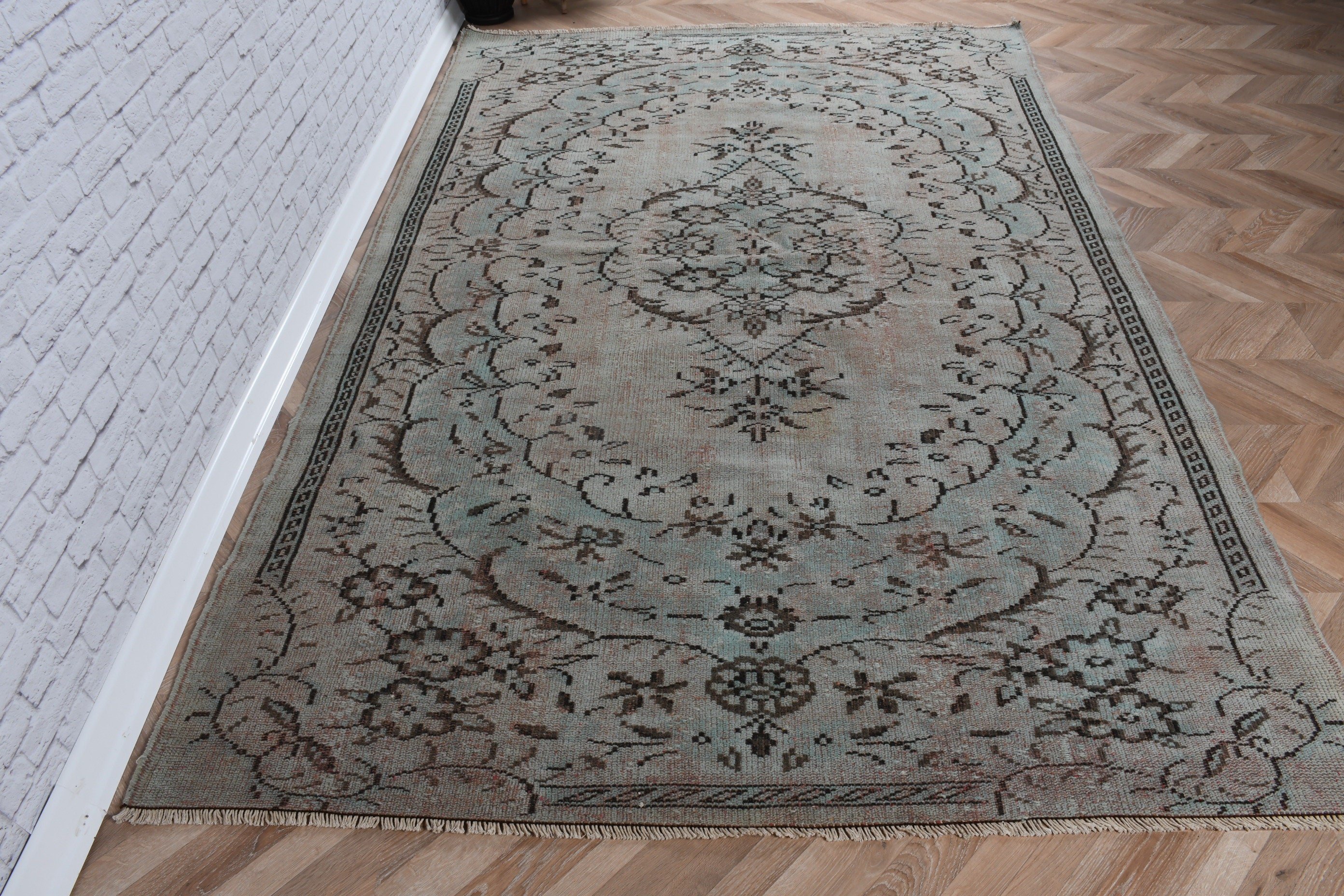 Boho Halılar, El Dokuma Halı, Türk Halısı, Yeşil Ev Dekorasyonu Halısı, Yemek Odası Halısı, Büyük Vintage Halı, 5.5x8.5 ft Büyük Halılar, Vintage Halılar