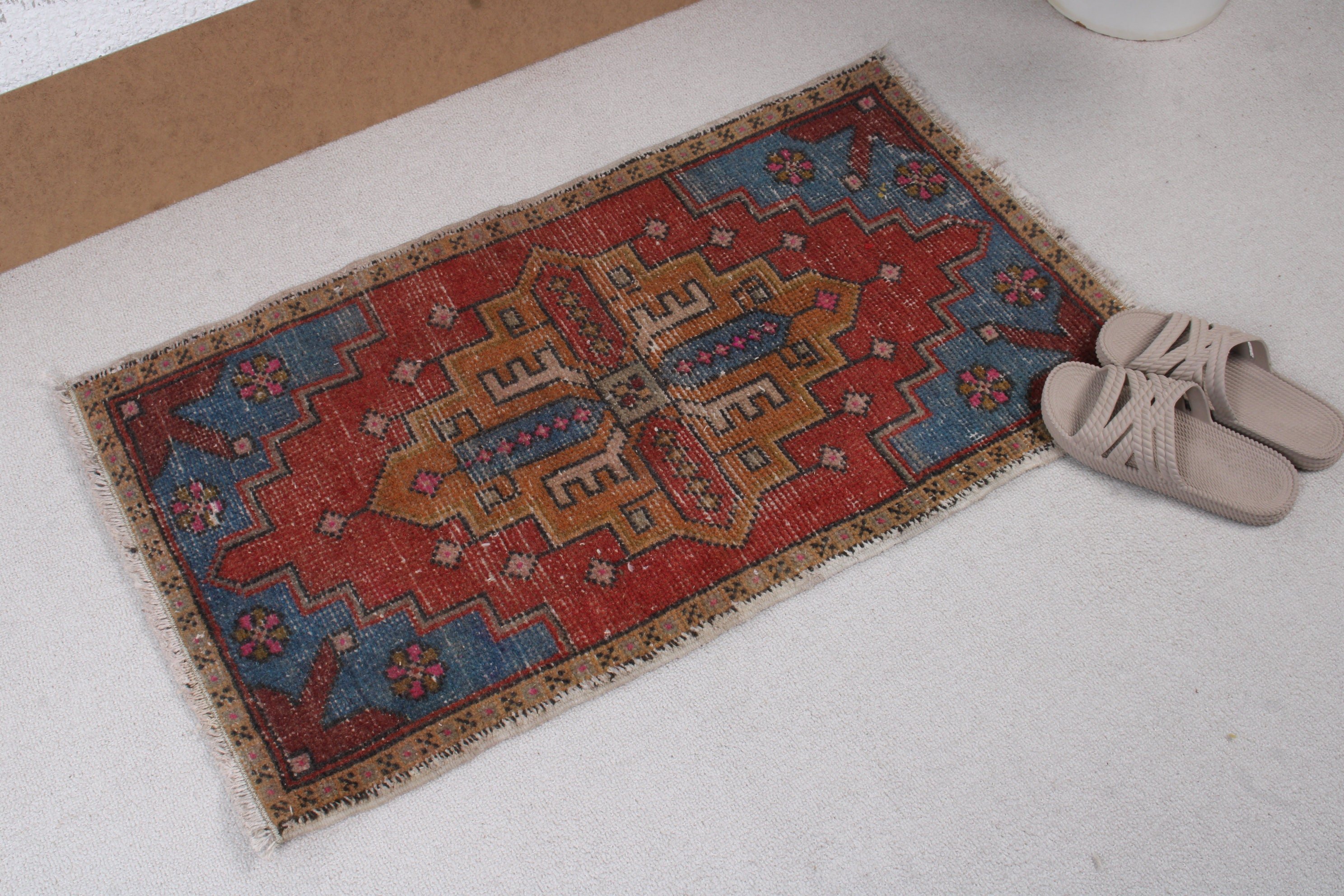 Geometrik Halılar, 1.7x3 ft Küçük Halılar, Duvara Asılı Halılar, Türk Halısı, Mavi Antika Halılar, Boho Halılar, Vintage Halılar, Araba Paspas Halısı