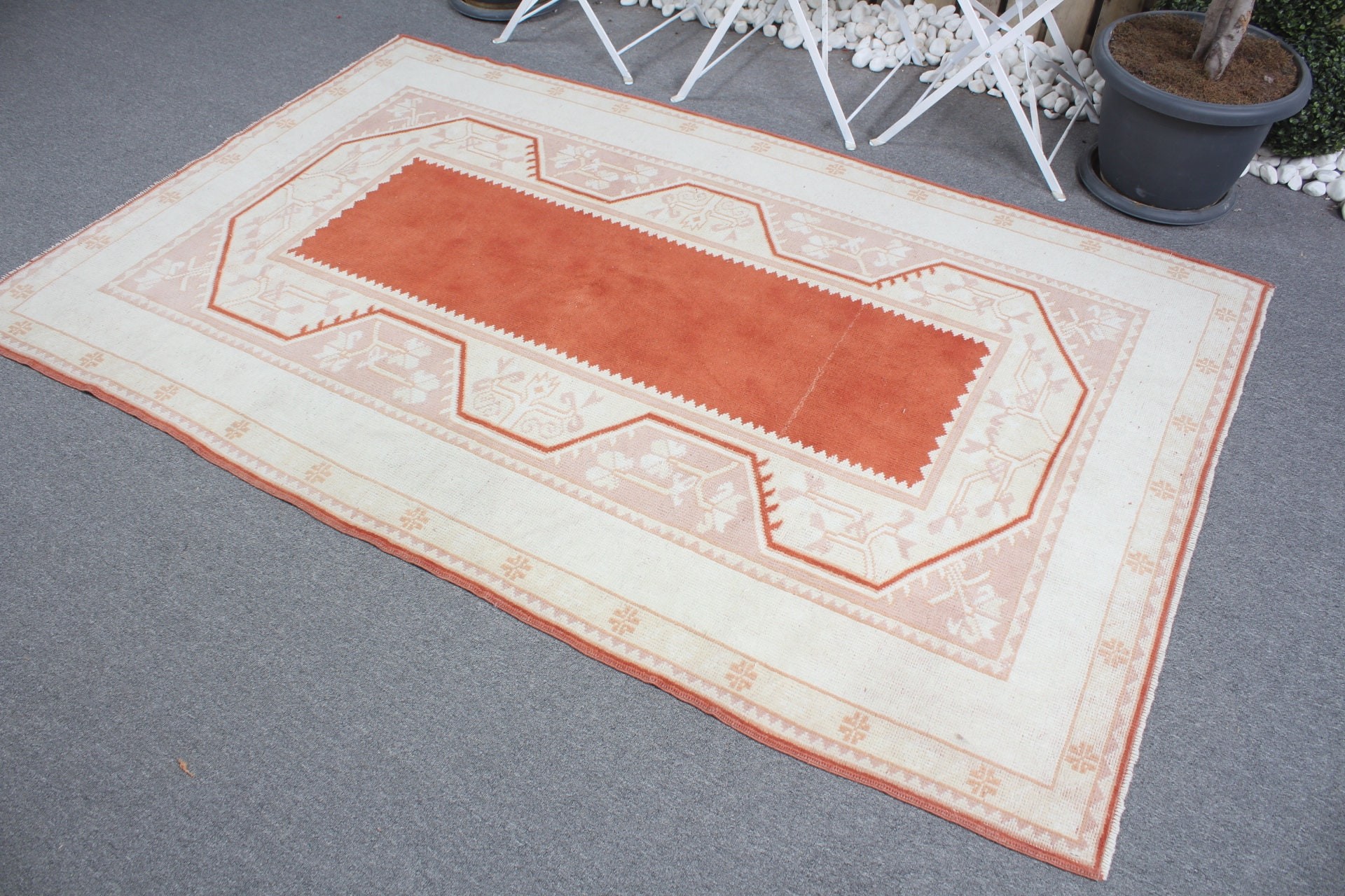 Old Rug, Red Wool Rugs, Rugs for Indoor, Vintage Rug, Turkish Rug, Floor Rugs, Kitchen Rug, 4.4x7.1 ft Area Rug, Bedroom Rugs