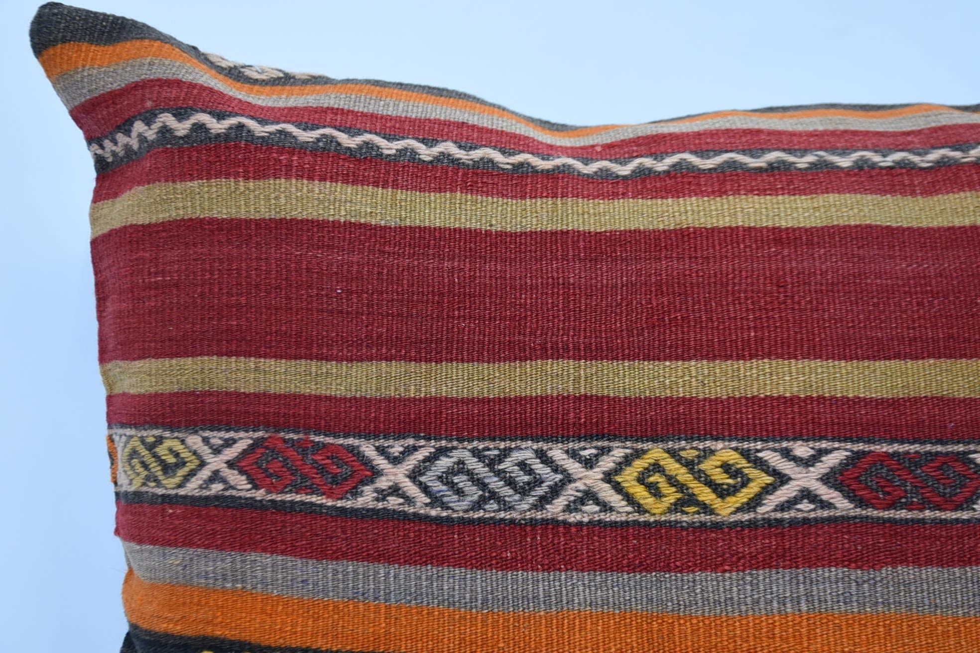 Kanepe Minder Kılıfı, Kırlent Kilim Yastığı, Geleneksel Yastık Şemi, Türk Yastığı, 28"x28" Kırmızı Kırlent Kılıfı, Vintage Kilim Yastık