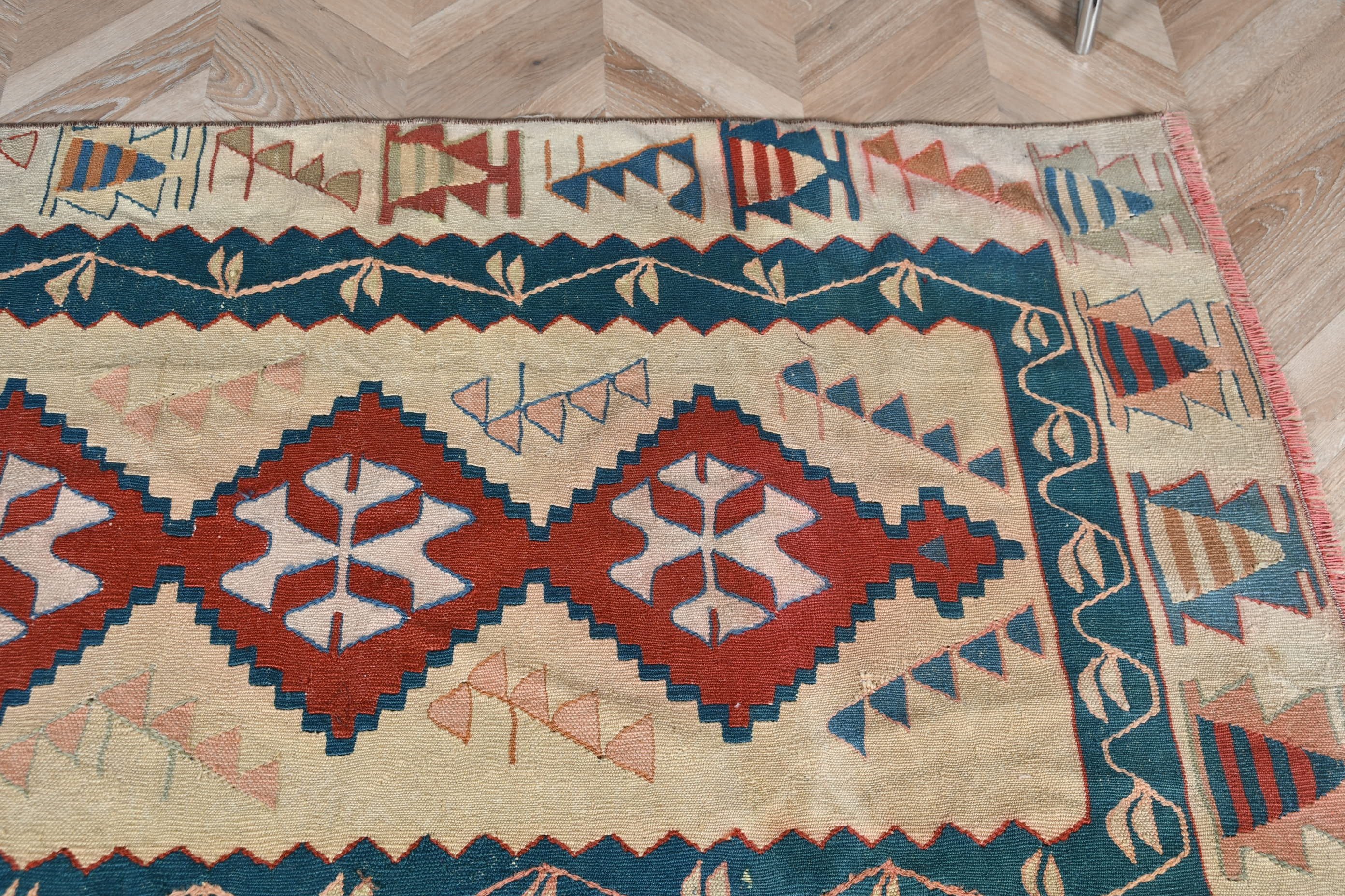 Vintage Halı, Kilim, 3,9x5,6 ft Aksan Halıları, Mutfak Halısı, Çocuk Halıları, Türk Halısı, Pembe Oushak Halısı, Aztek Halısı, Fas Halısı