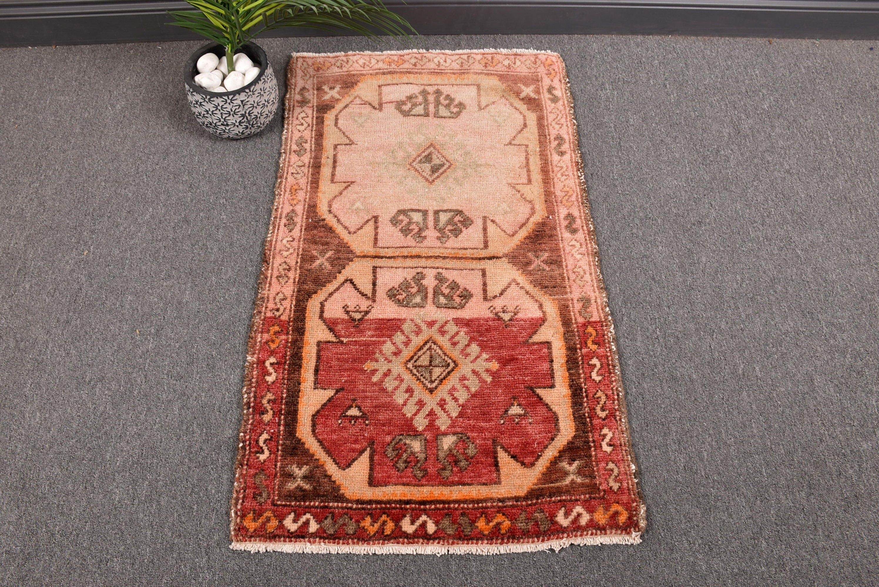 El Yapımı Halılar, Yatak Odası Halısı, Oushak Halısı, Kahverengi Anadolu Halıları, Türk Halısı, 1.9x3.1 ft Küçük Halılar, Vintage Halılar, Araba Paspas Halısı, El Dokuma Halılar