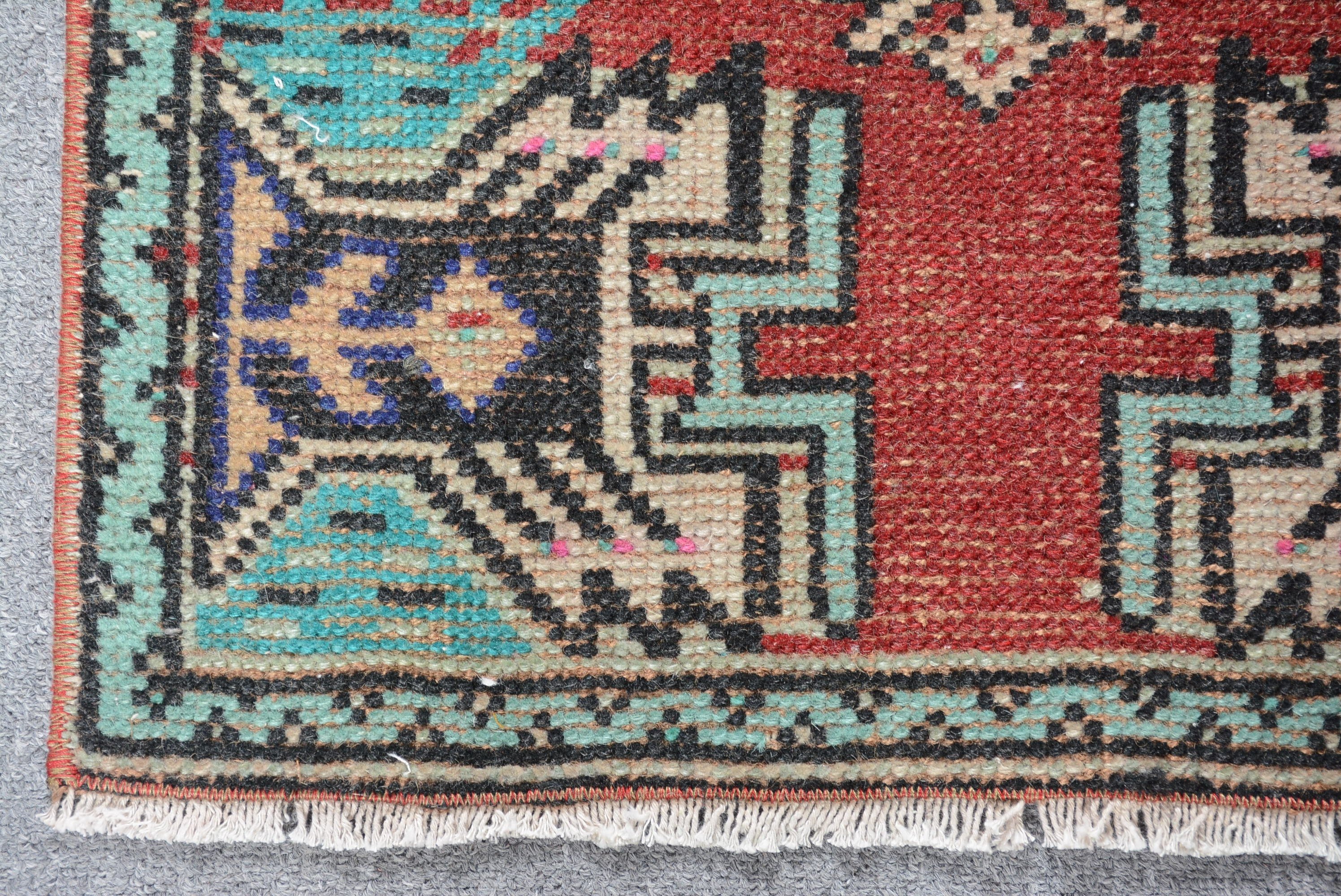 Antika Halılar, Vintage Halı, 1.7x2.9 ft Küçük Halılar, Kırmızı Fas Halıları, Türk Halıları, Soyut Halı, Araba Paspas Halısı, Çocuk Halısı