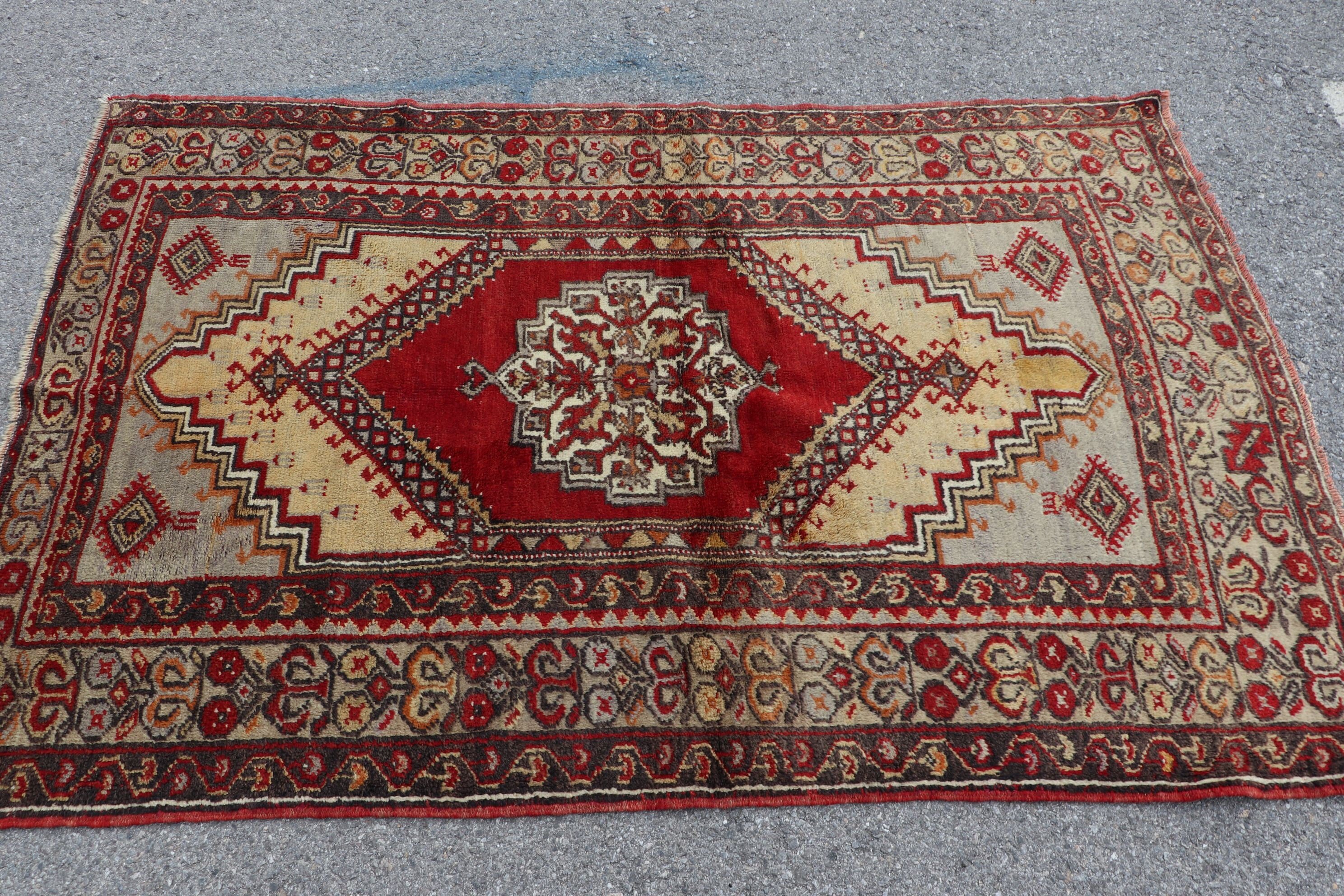 Nursery Rug, Rugs for Kitchen, Oriental Rug, Vintage Rug, 3.8x5.8 ft Accent Rugs, Kitchen Rug, Turkish Rug, Red Oushak Rug, Entry Rug