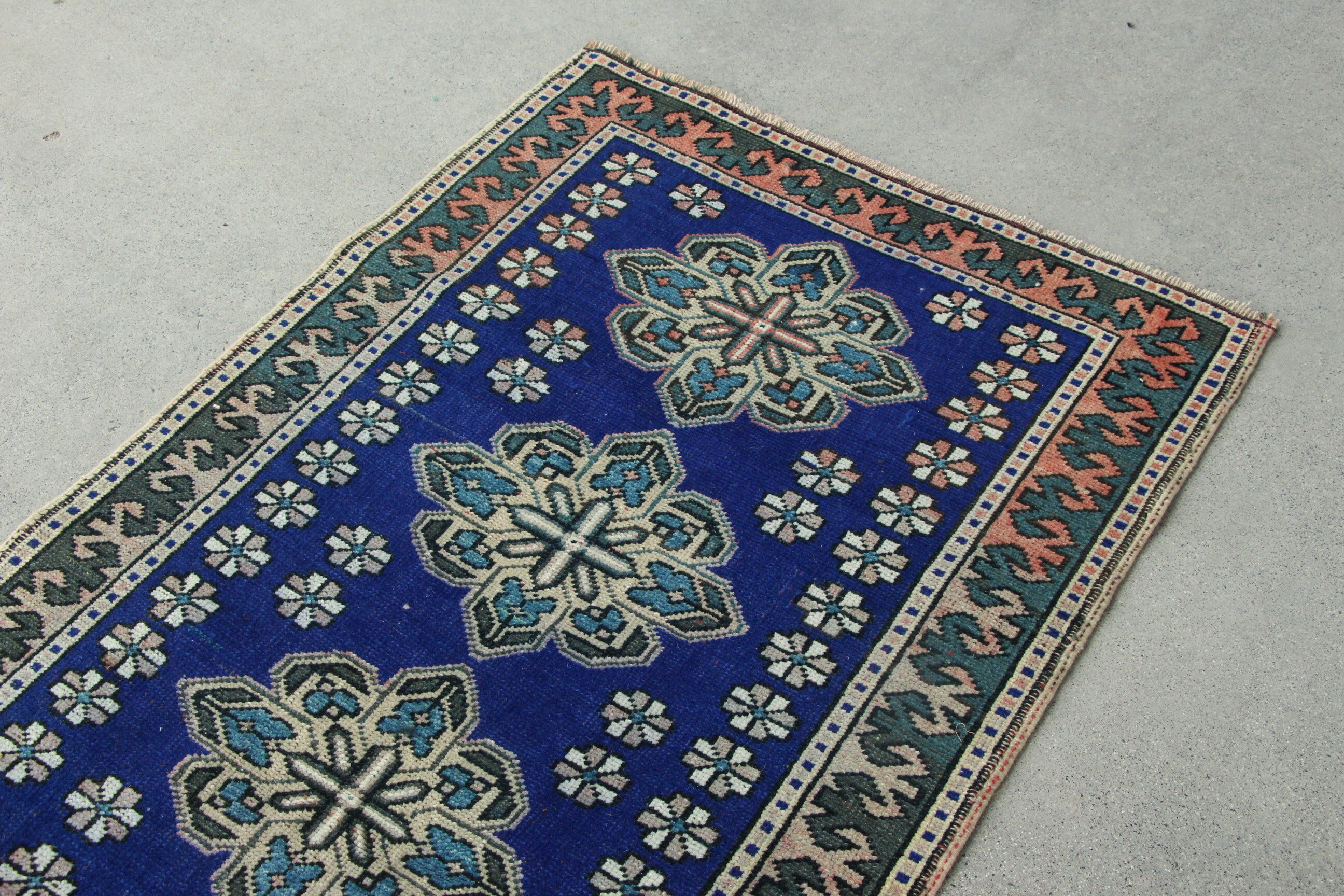 Vintage Rug, Cool Rug, Floor Rug, Art Rug, Entry Rug, Bedroom Rug, Turkish Rugs, 2.9x6.2 ft Accent Rug, Rugs for Entry, Blue Anatolian Rugs