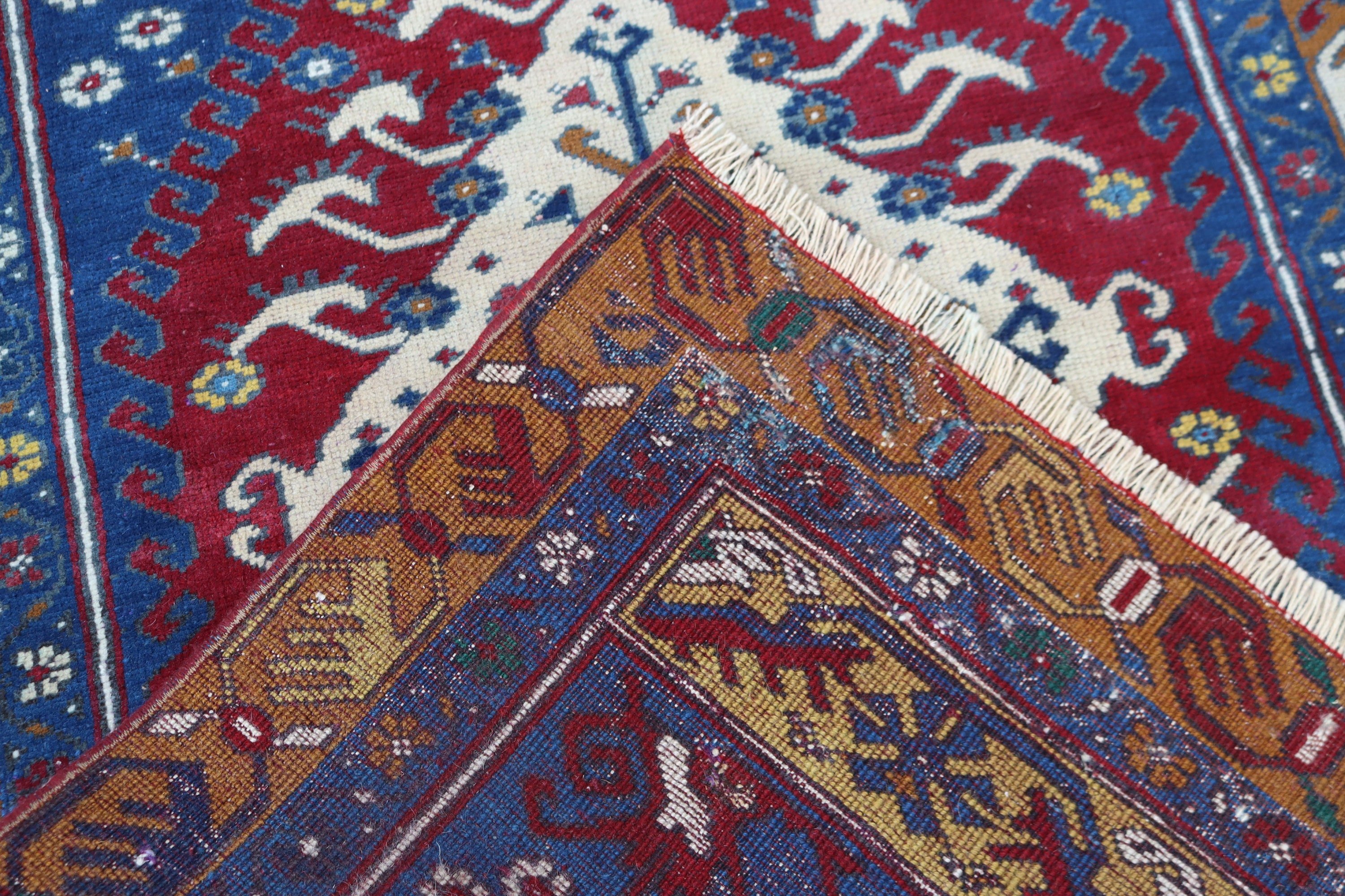 Bath Rugs, Blue Oushak Rugs, Bedroom Rug, Turkish Rugs, Rugs for Small Boho, Neutral Rug, Vintage Rug, 2.6x4.6 ft Small Rugs, Kitchen Rug