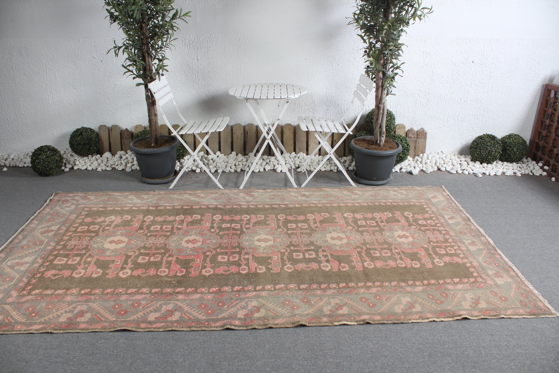 Wool Rug, Home Decor Rugs, Turkish Rugs, Salon Rug, Vintage Rug, Dining Room Rug, Brown Floor Rugs, 5.4x9.7 ft Large Rug, Rugs for Salon