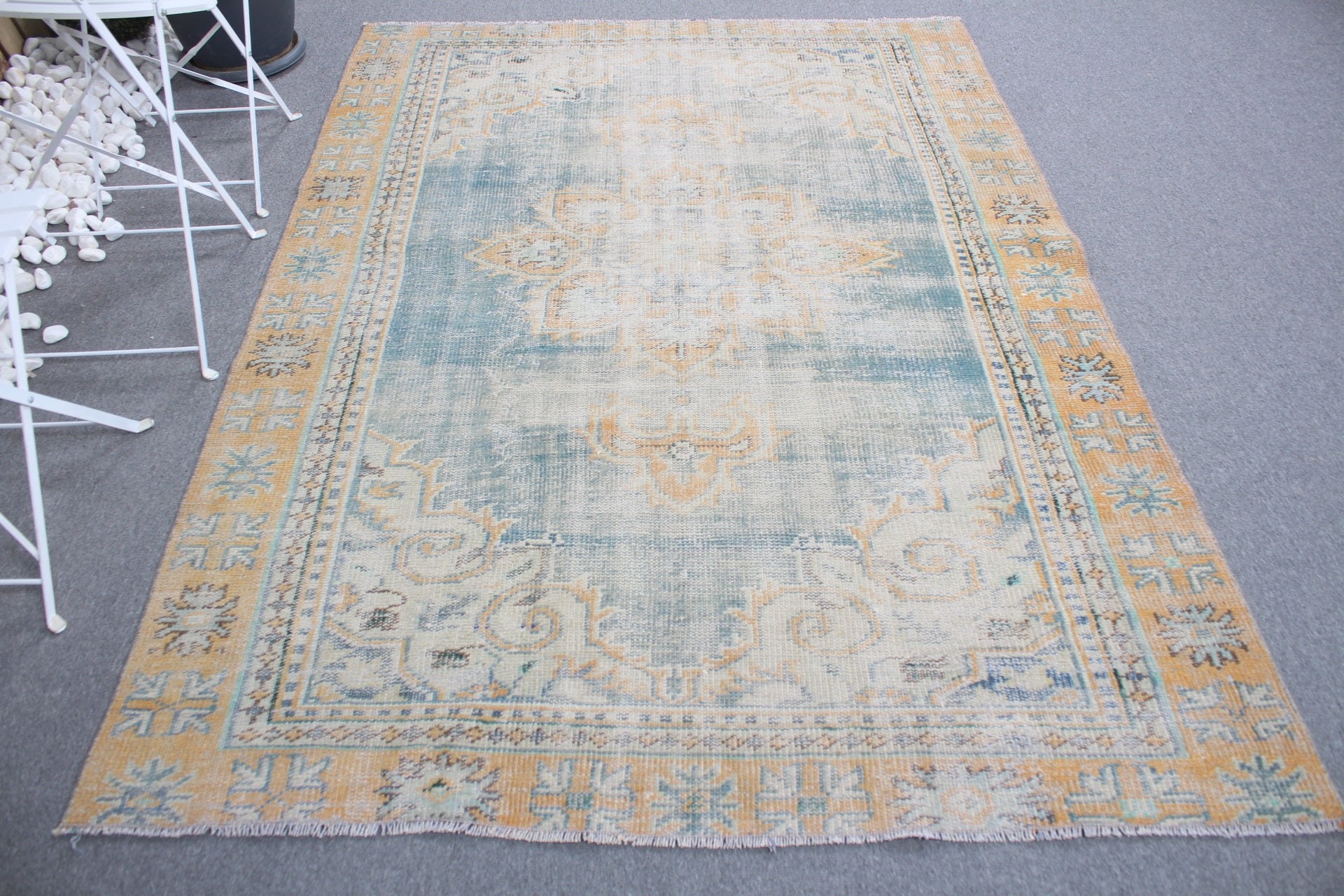 Green Floor Rug, Bedroom Rug, Anatolian Rugs, Turkish Rugs, 5.4x7.5 ft Large Rugs, Antique Rugs, Rugs for Salon, Vintage Rug, Salon Rug