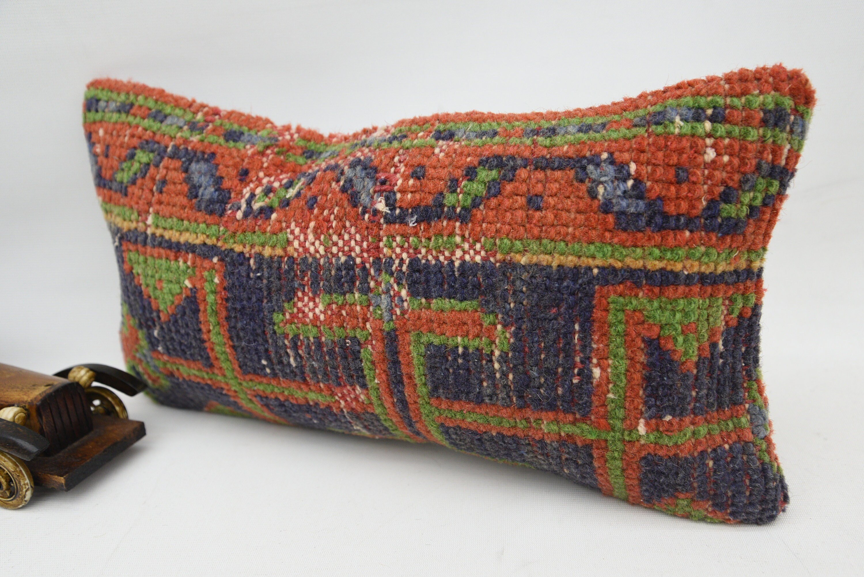 İç Tasarım Yastık, Hediye Yastık, Vintage Kilim Kırlent, Kişiye Özel Hediye Yastık Yastık, 8"x16" Mavi Yastık Sham