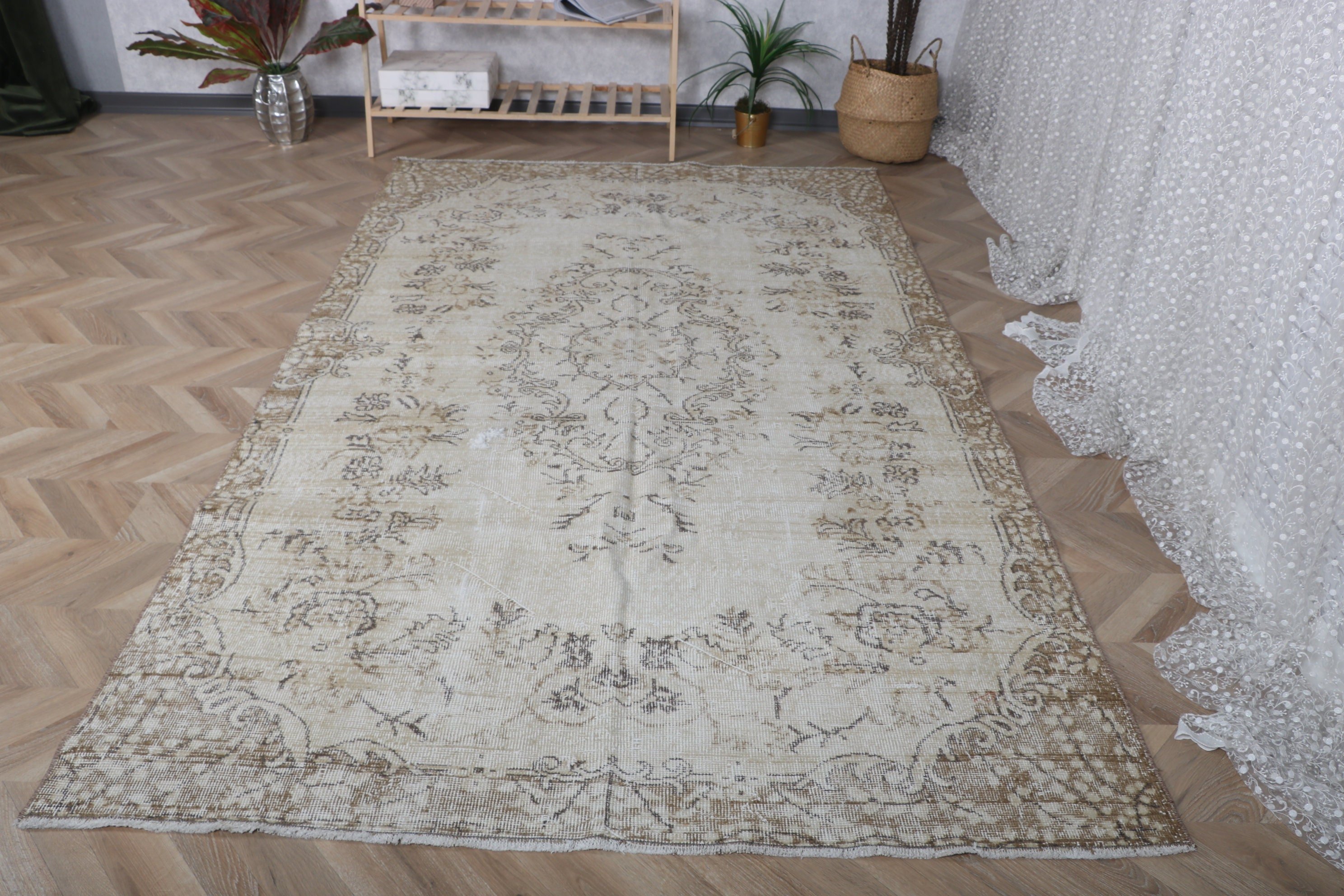 Türk Halısı, Nötr Halılar, Lüks Halı, Vintage Halılar, 5.3x9 ft Büyük Halı, Büyük Vintage Halılar, Büyük Vintage Halılar, Kahverengi Yatak Odası Halıları